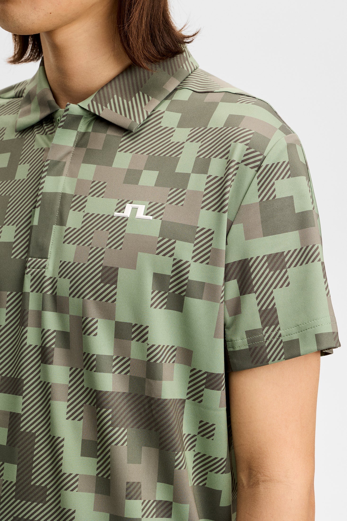 J.LINDEBERG Dario Tour Print Golf Polo Shirt – Men's – Limited Edition - Tour 26 Tonal Green - Image 3
