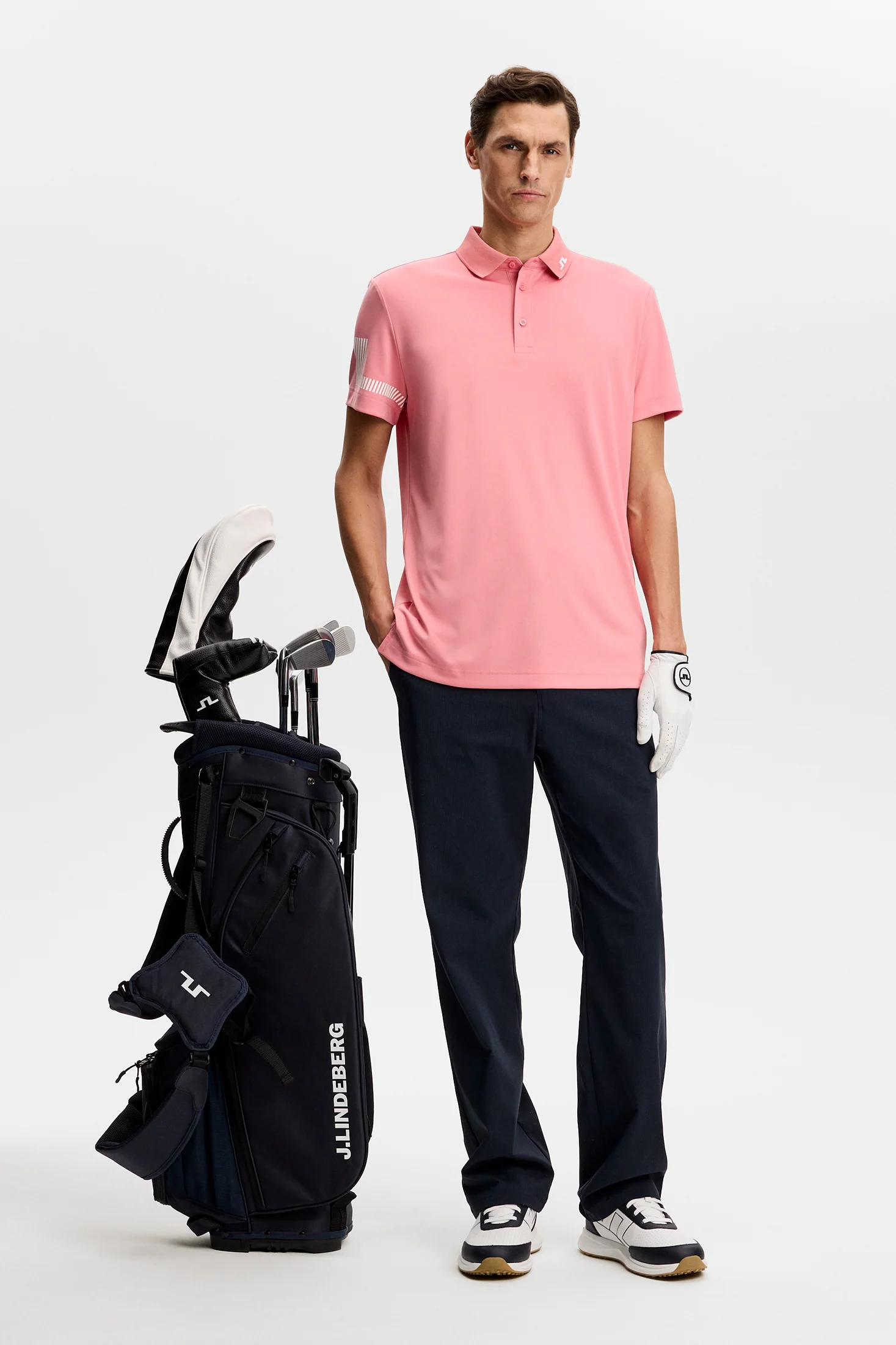 J.LINDEBERG Heath Polo Shirt – Men’s – Flamingo Plume - Image 4