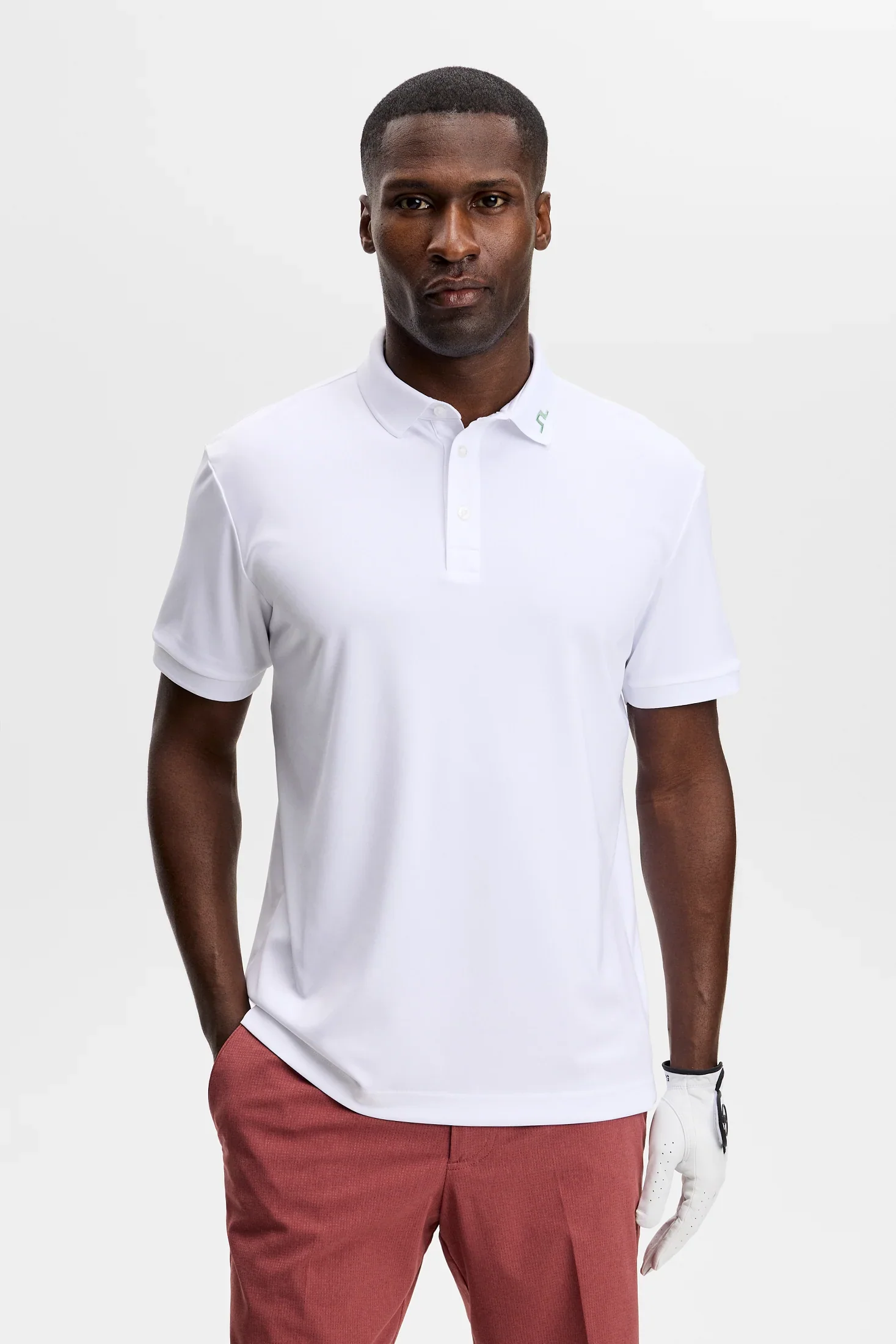 J.LINDEBERG KV Print Polo Shirt – Men’s – White / Paradise Hedge Green - Image 2