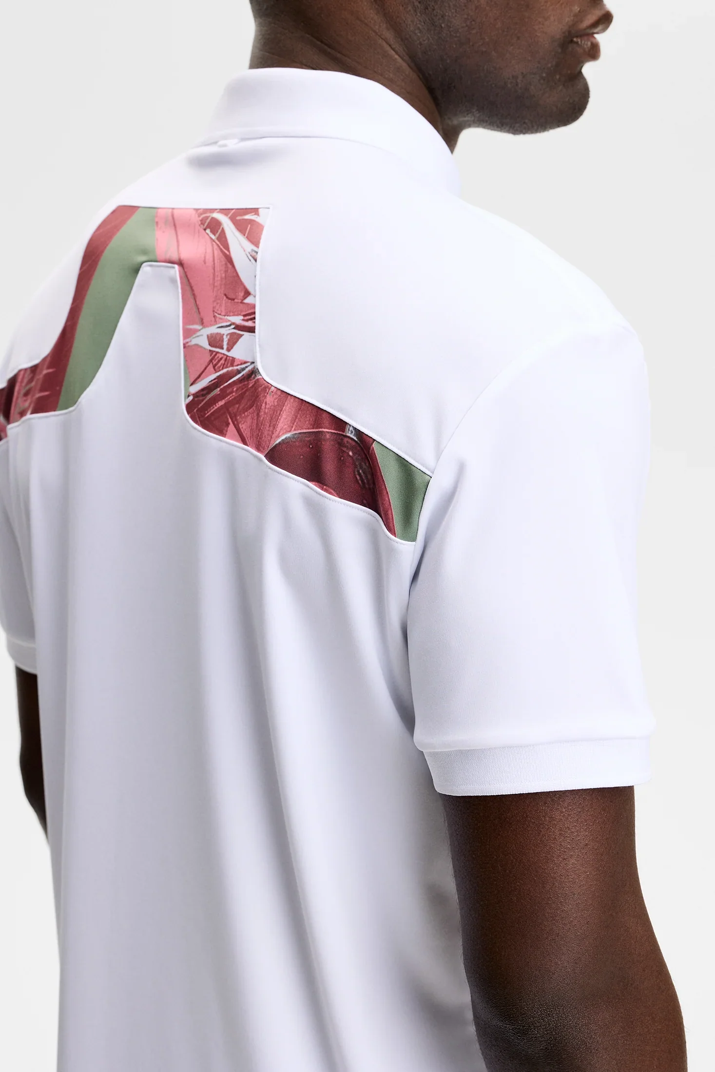 J.LINDEBERG KV Print Polo Shirt – Men’s – White / Paradise Hedge Green - Image 3