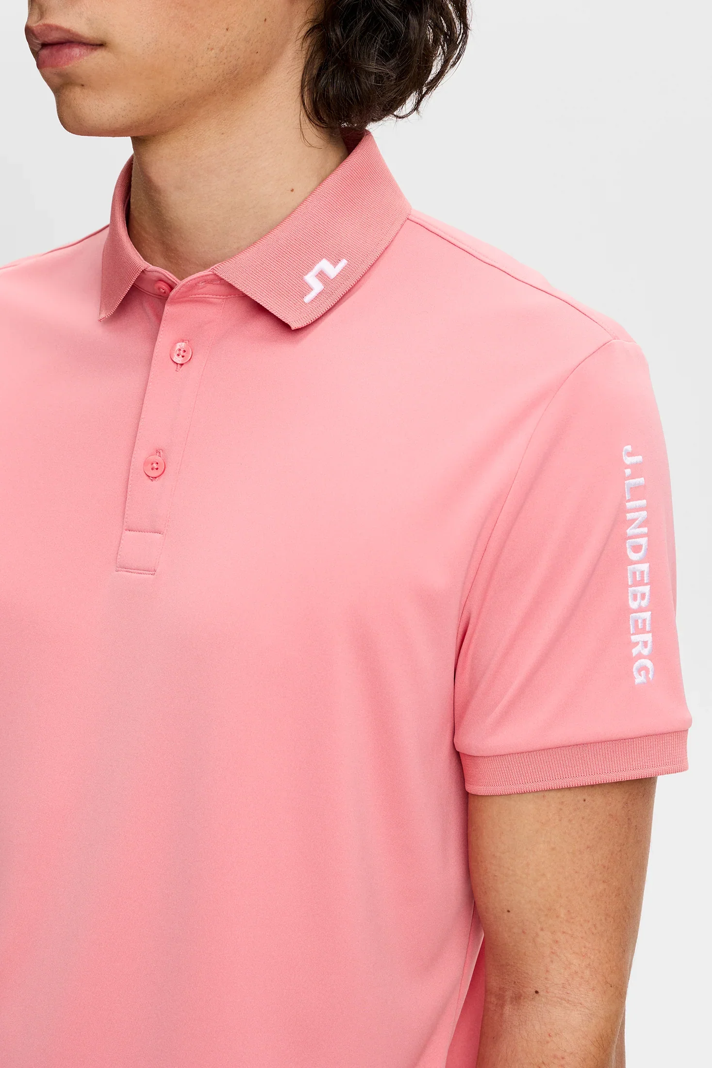 J.LINDEBERG Tour Tech Golf Polo Shirt – Men’s – Flamingo Plume - Image 3