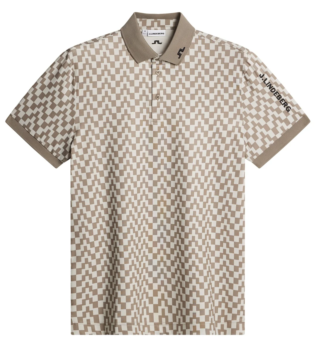 J.LINDEBERG Tour Tech Print Golf Polo Shirt – Men’s – Bridge Stack Brindle - Image 4