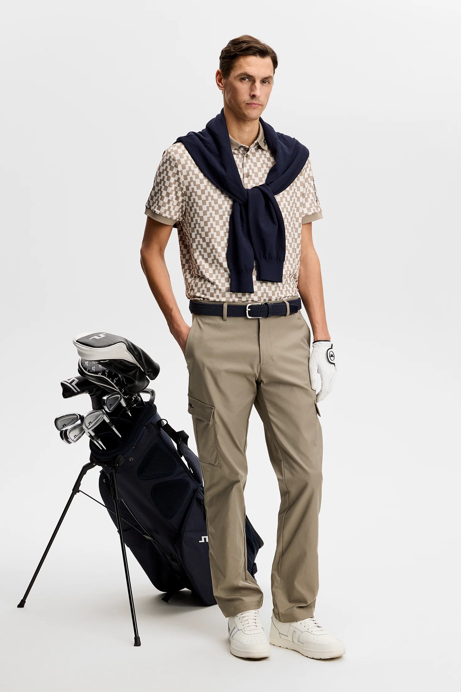 J.LINDEBERG Tour Tech Print Golf Polo Shirt – Men’s – Bridge Stack Brindle - Image 5