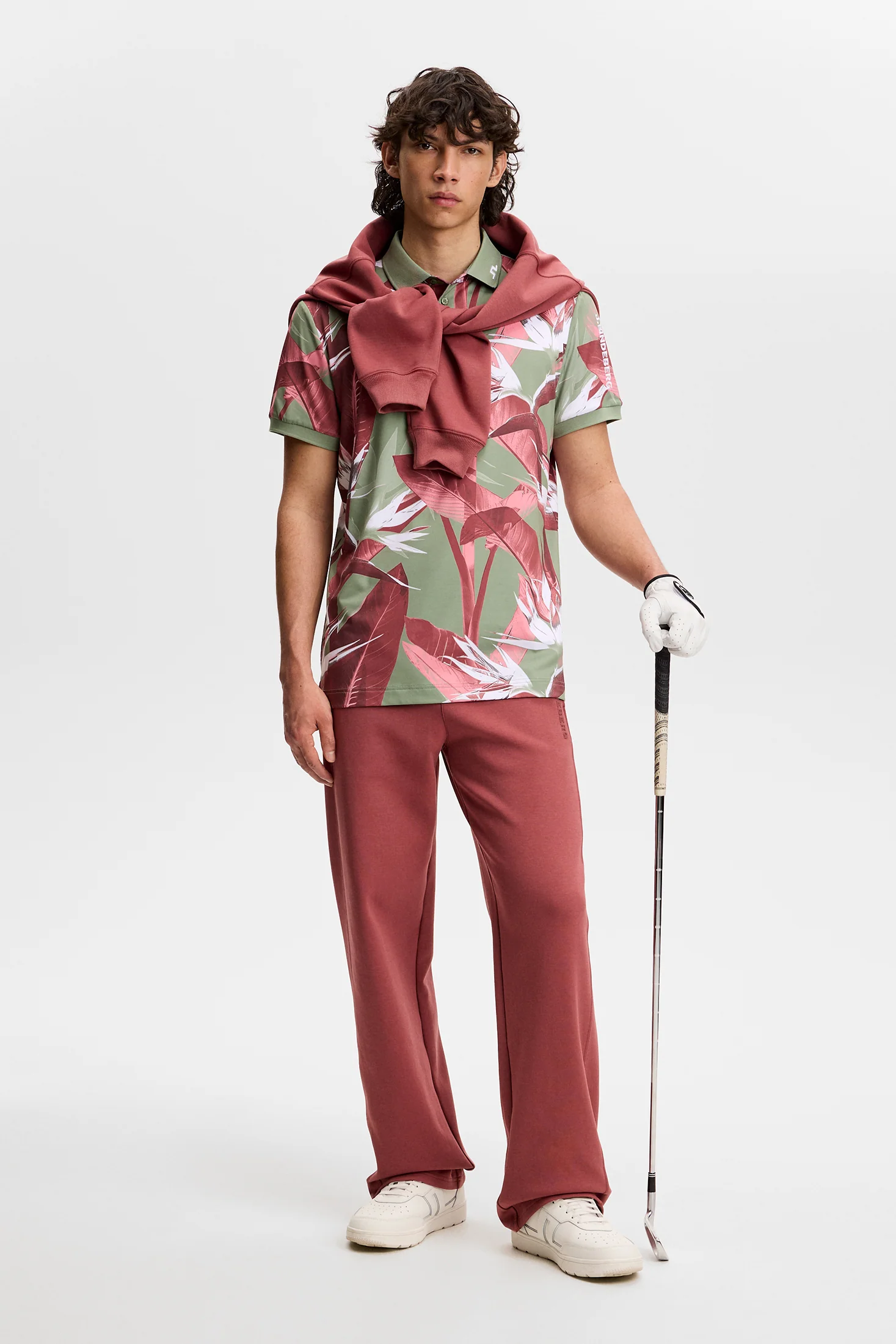 J.LINDEBERG Tour Tech Print Golf Polo Shirt – Men’s – Paradise Hedge Green - Image 4