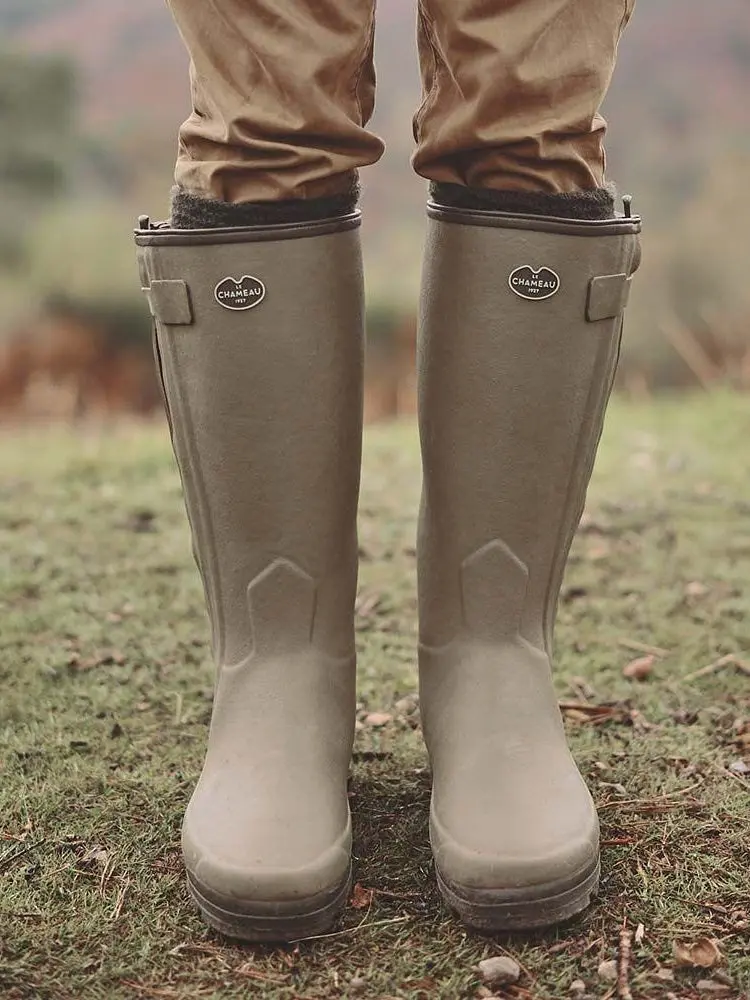LE CHAMEAU Chasseur Boots - Mens Neoprene Lined Full Zip - Iconic Green - Image 2