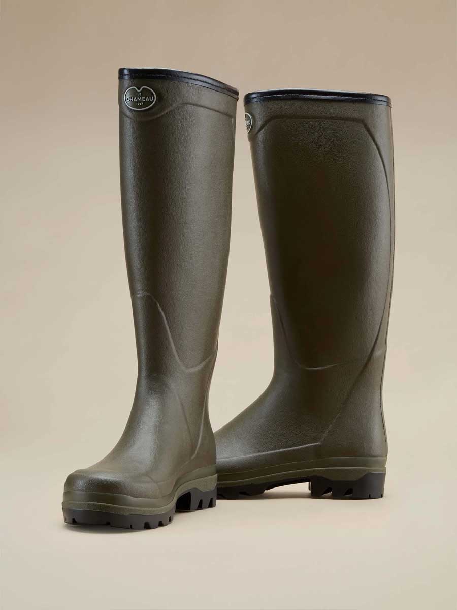 LE CHAMEAU Country Cross Boots - Mens Jersey - Dark Green - Image 3
