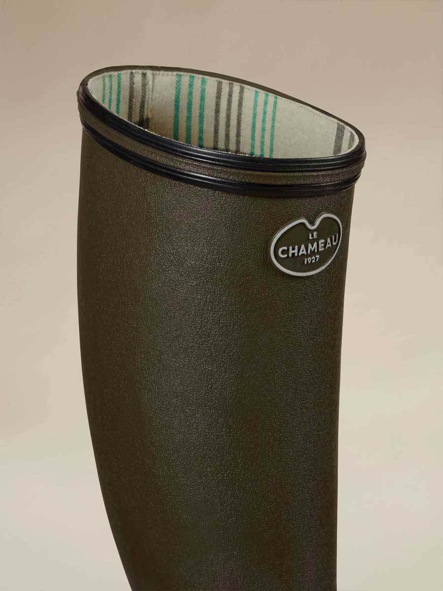 LE CHAMEAU Giverny Wellington Boots - Ladies Jersey Lined - Dark Green - Image 4