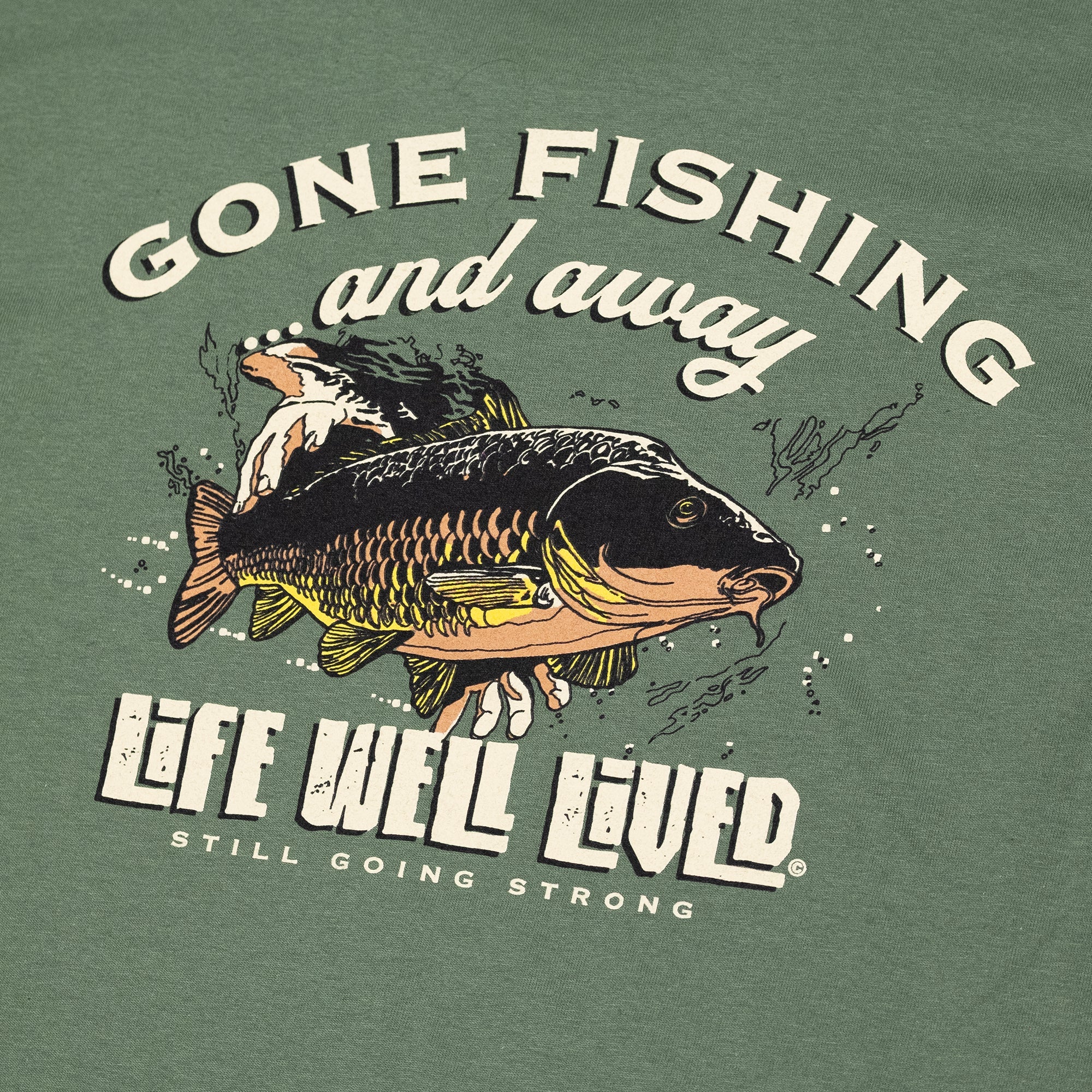 LIFE WELL LIVED Men's Soft Cotton T-Shirt - Gone Fishing - Image 3