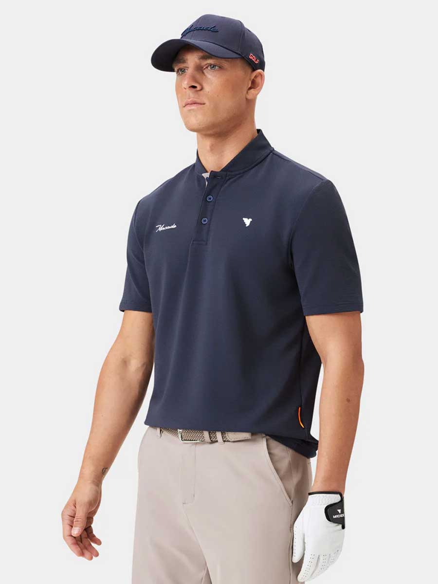 MACADE Men’s Heath Bomber Golf Shirt – Performance Stretch - Dark Blue - Image 4