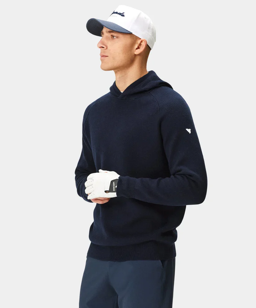 MACADE Men’s Tech Knit Golf Hoodie – Cotton Cashmere Blend – Navy - Image 3