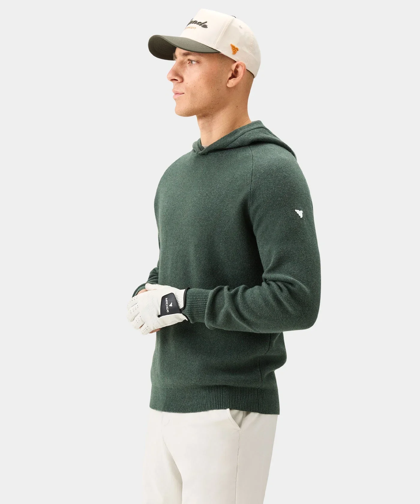 MACADE Men’s Tech Knit Golf Hoodie – Cotton Cashmere Blend – Pine Green - Image 4