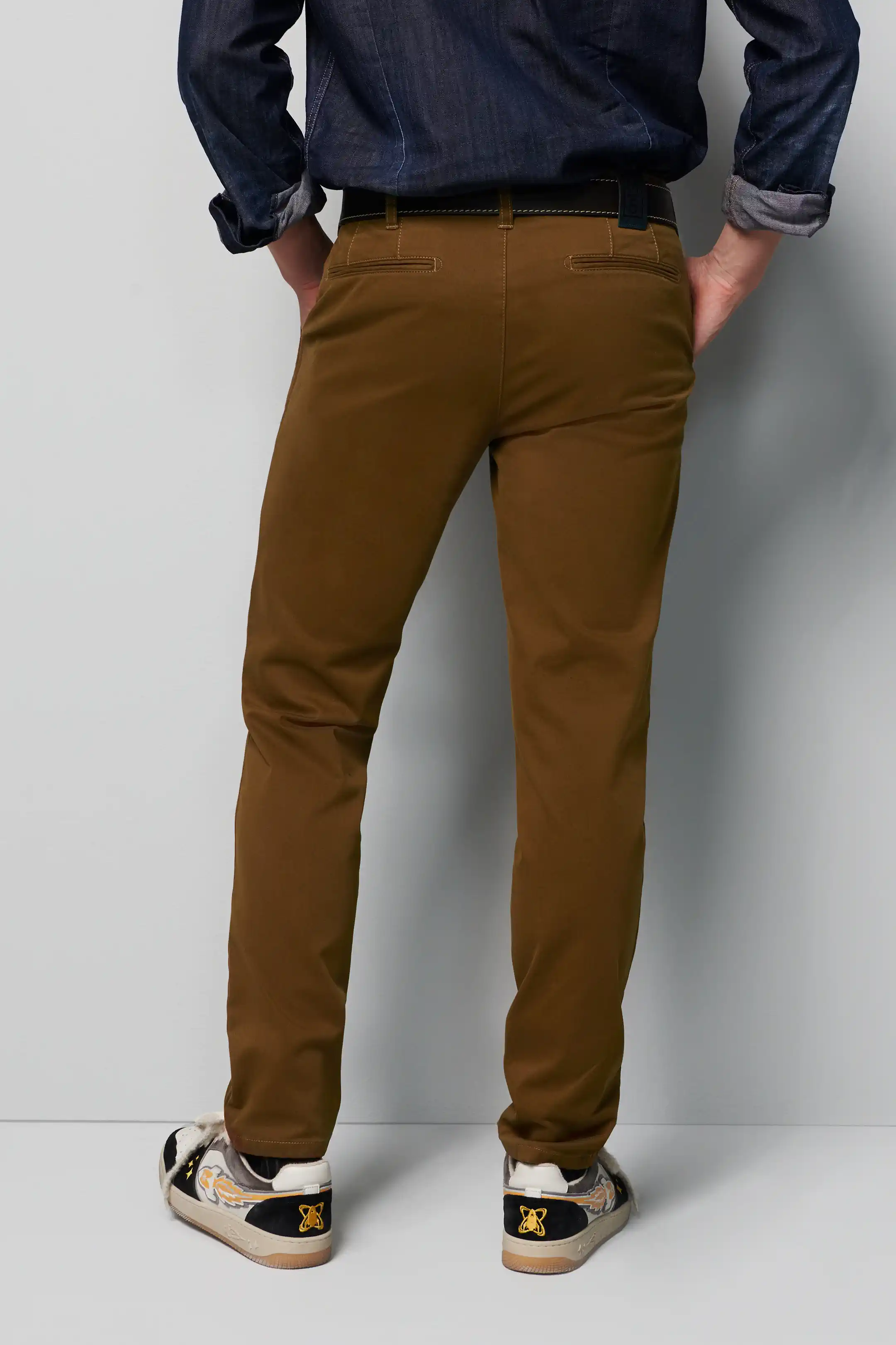 MEYER M5 6001 Organic Cotton Comfort Stretch Chinos - Caramel - Image 3