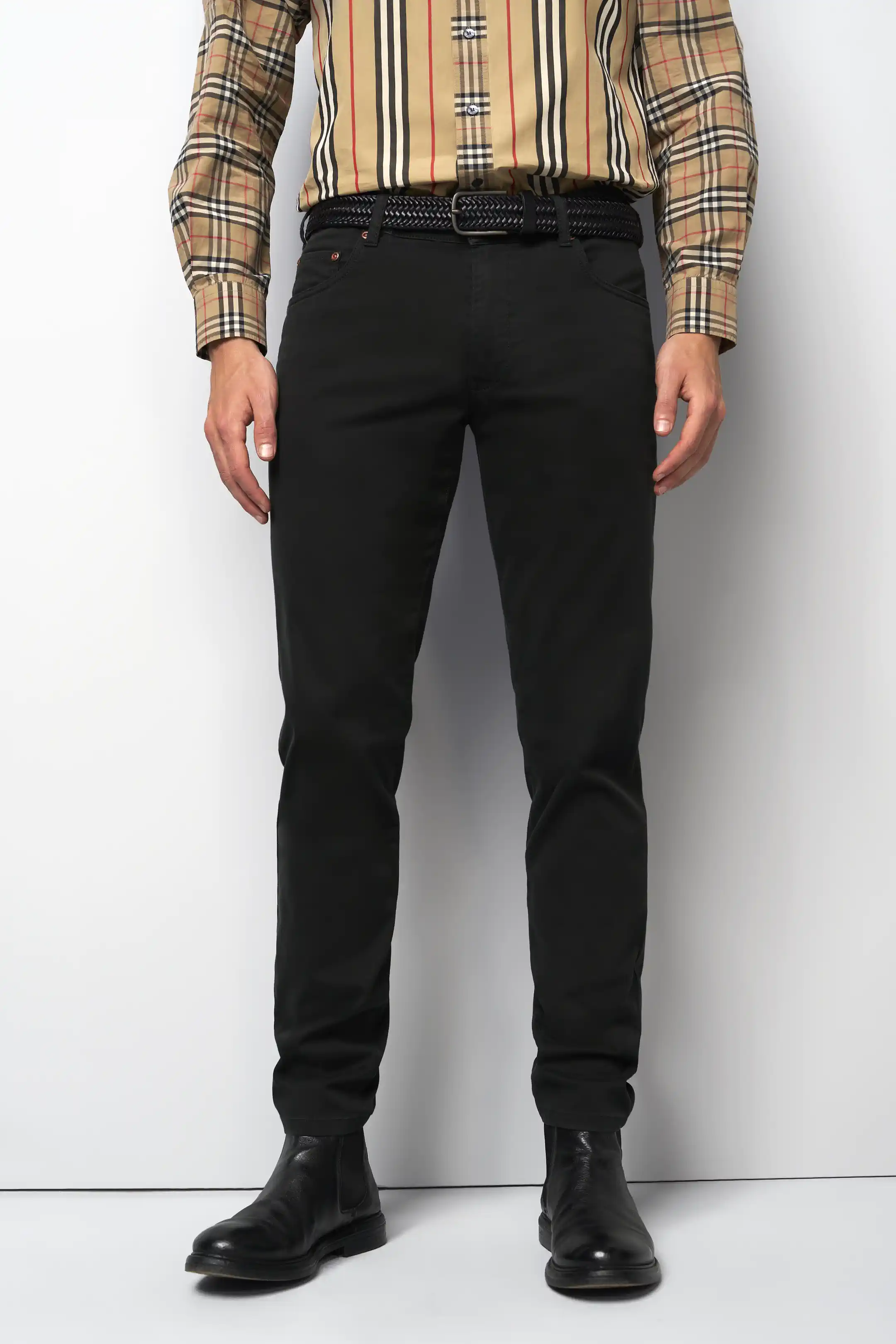MEYER M5 6106 High Performance Satin Cotton Chinos – Black