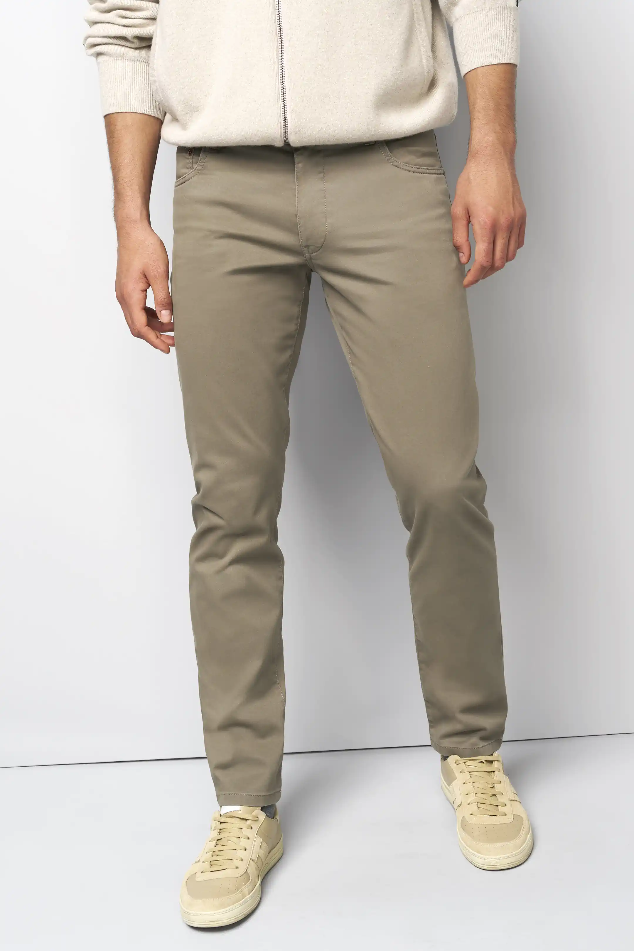 MEYER M5 6106 High Performance Satin Cotton Chinos – Stone