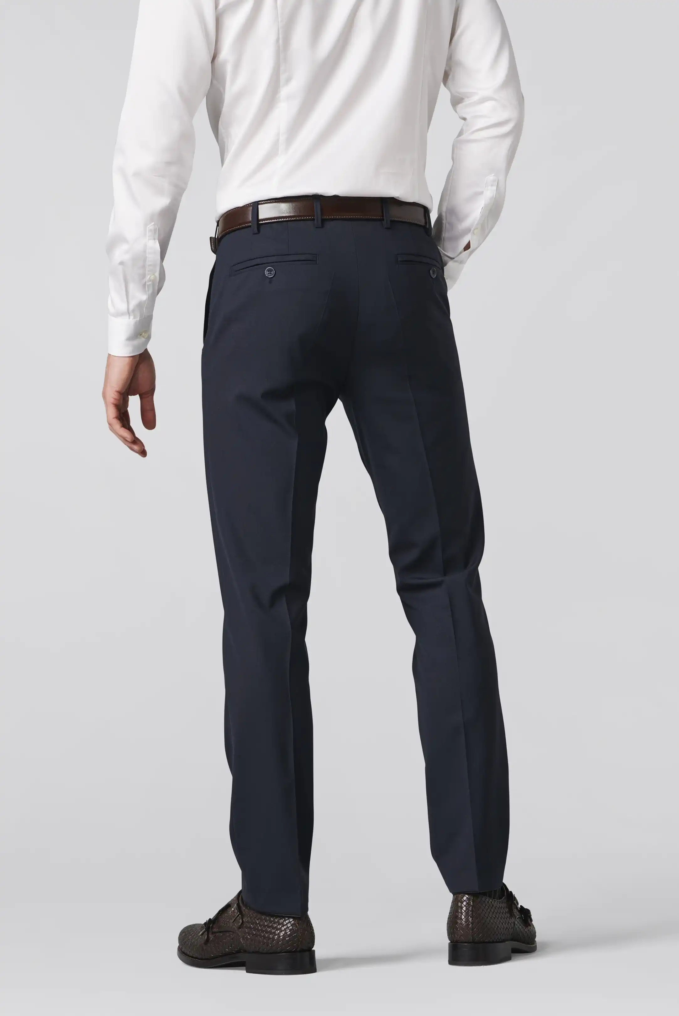 MEYER Oslo Trousers - 344 Flex Tropical Wool-Mix - Navy - Image 4