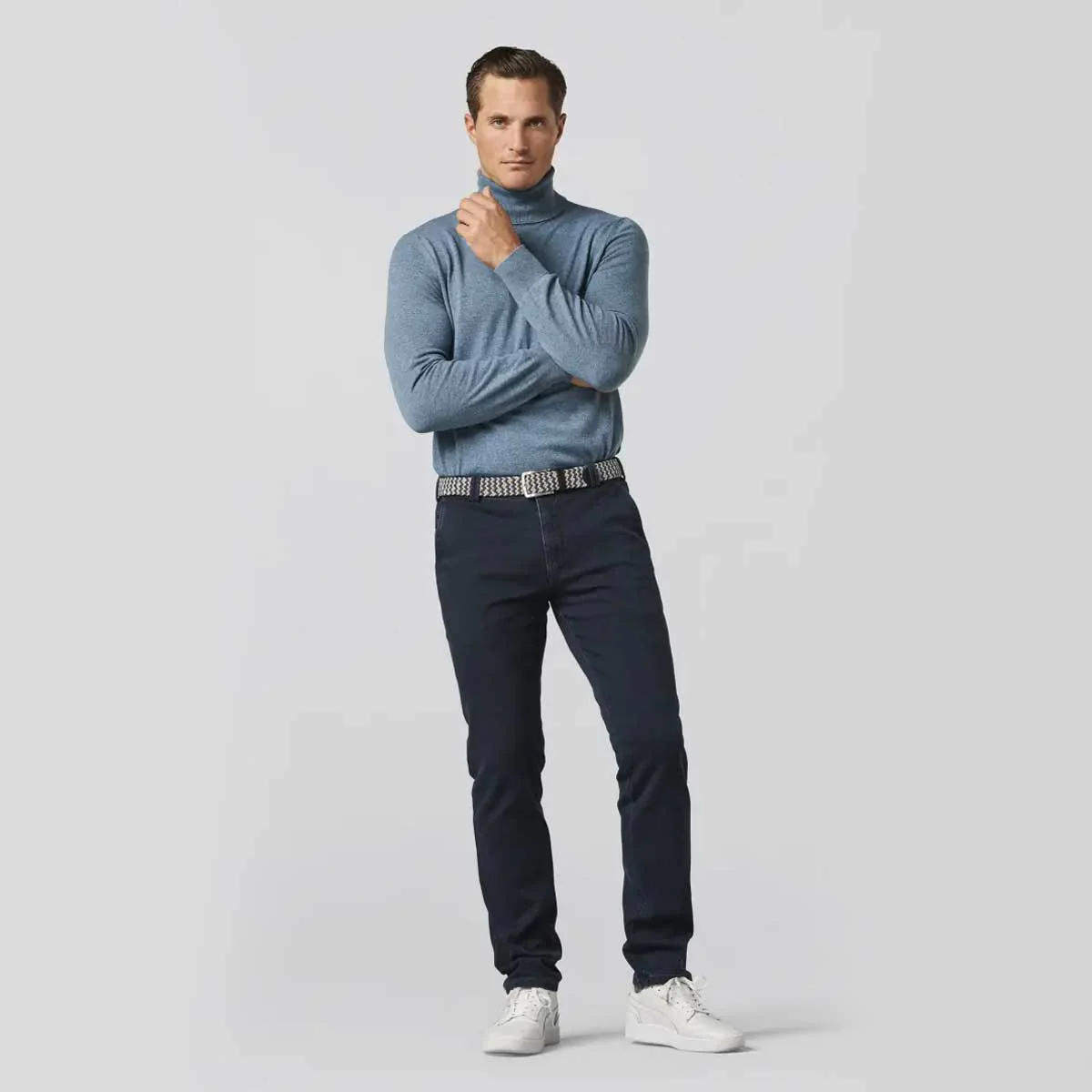 MEYER Woven Belt - Super Stretch - Multi Colour Blue - Image 3