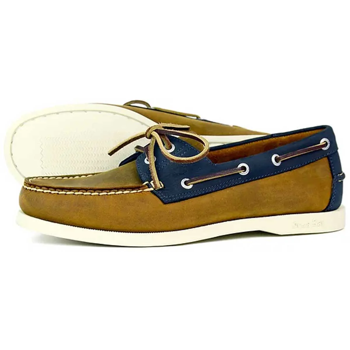 ORCA BAY Men's Clovelly Leather Deck Shoes - Sand / Navy