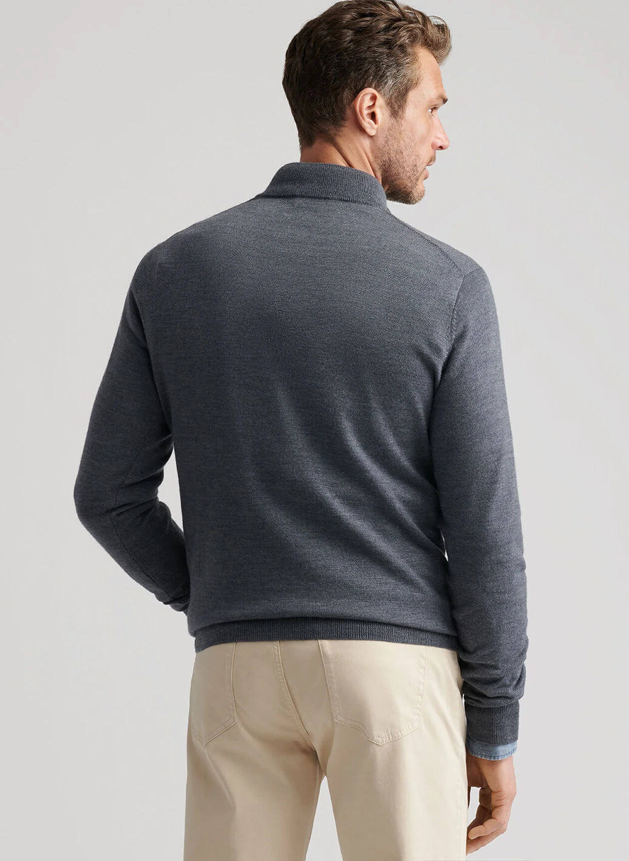 PETER MILLAR Autumn Crest Quarter Zip Sweater - Men's Classic Fit - Charcoal - Image 3