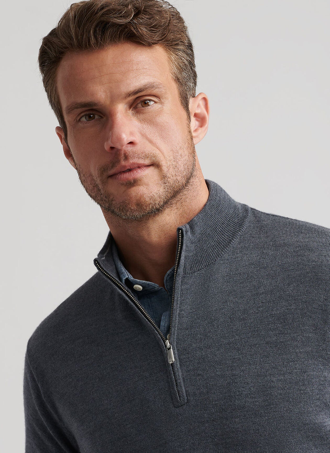 PETER MILLAR Autumn Crest Quarter Zip Sweater - Men's Classic Fit - Charcoal - Image 4