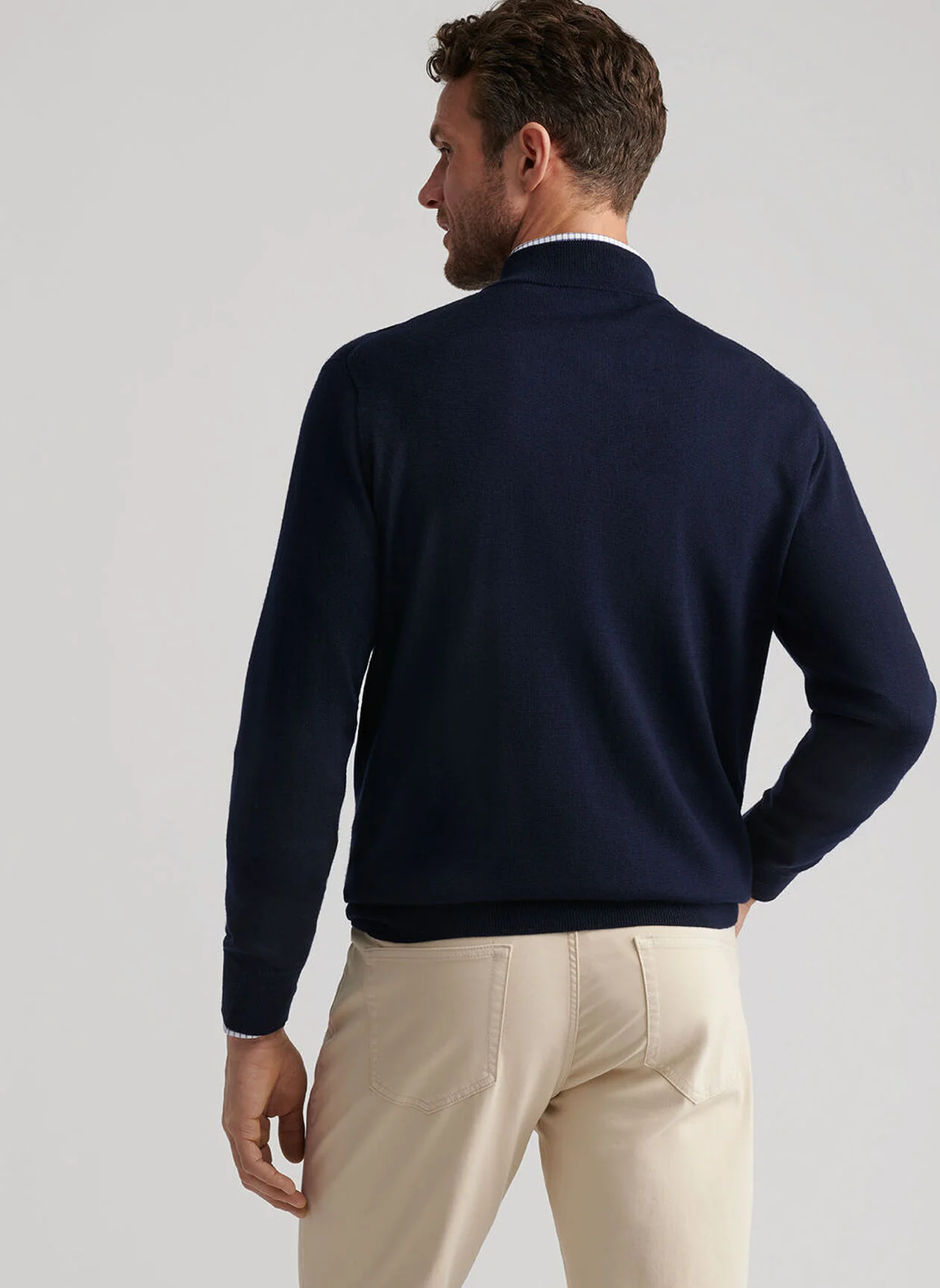 PETER MILLAR Autumn Crest Quarter Zip Sweater - Men's Classic Fit - Navy - Image 3