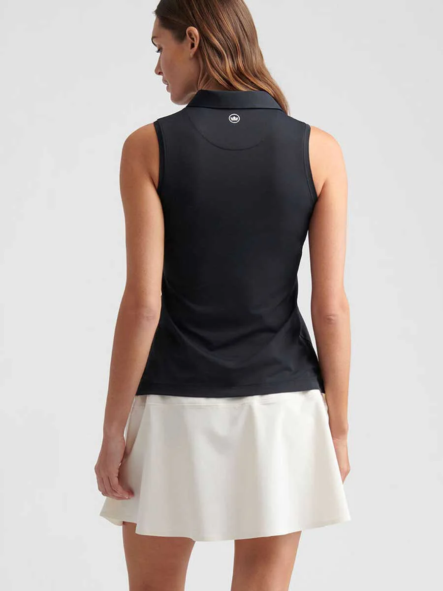 PETER MILLAR Banded Sports Mesh Sleeveless Polo - Womens - Black - Image 3