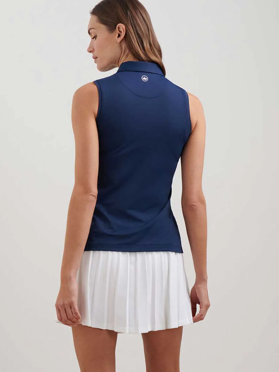 PETER MILLAR Banded Sports Mesh Sleeveless Polo - Womens - Navy - Image 3