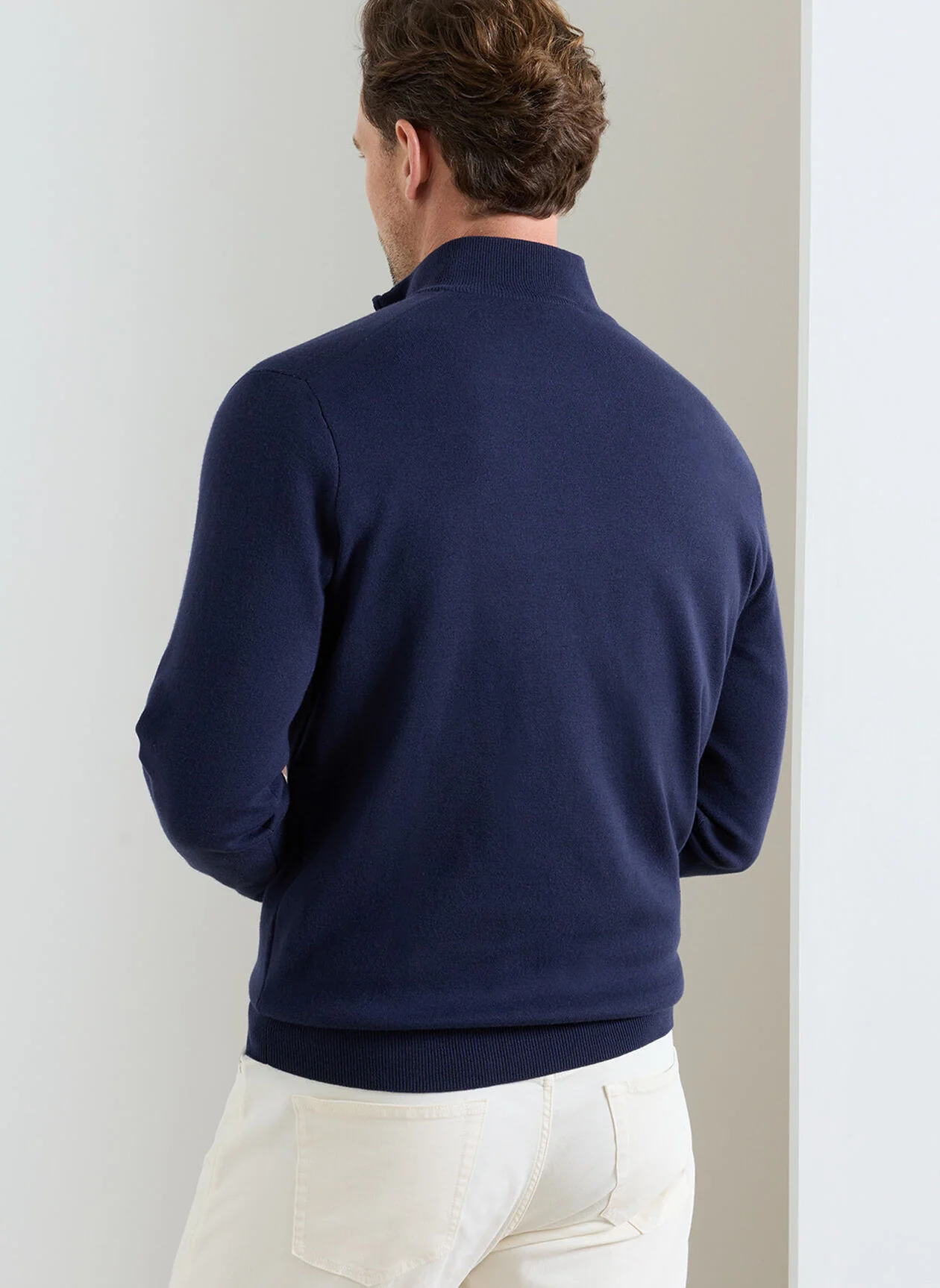 PETER MILLAR Coolspun Lite Cotton Quarter-Zip Sweater – Men's Classic Fit – Navy - Image 3