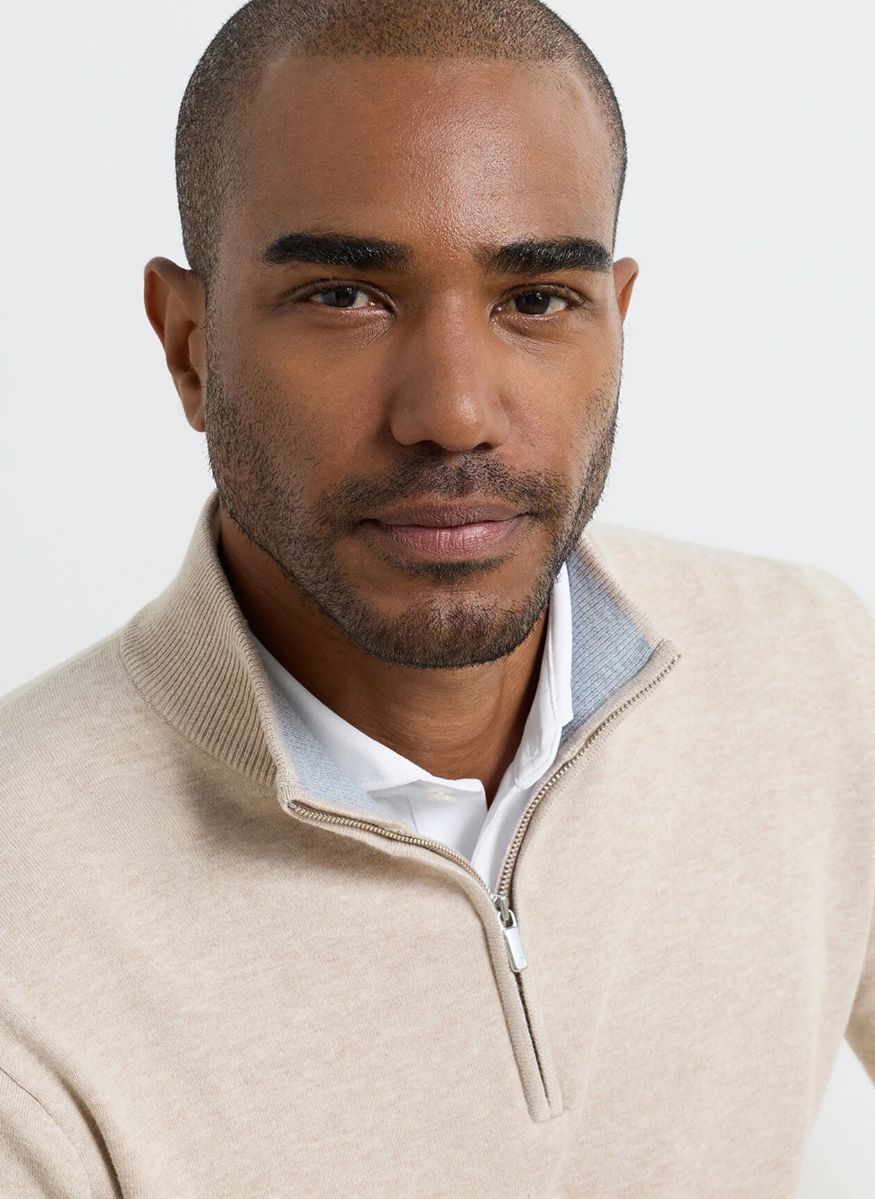 PETER MILLAR Coolspun Lite Cotton Quarter-Zip Sweater – Men's Classic Fit – Truffle - Image 4