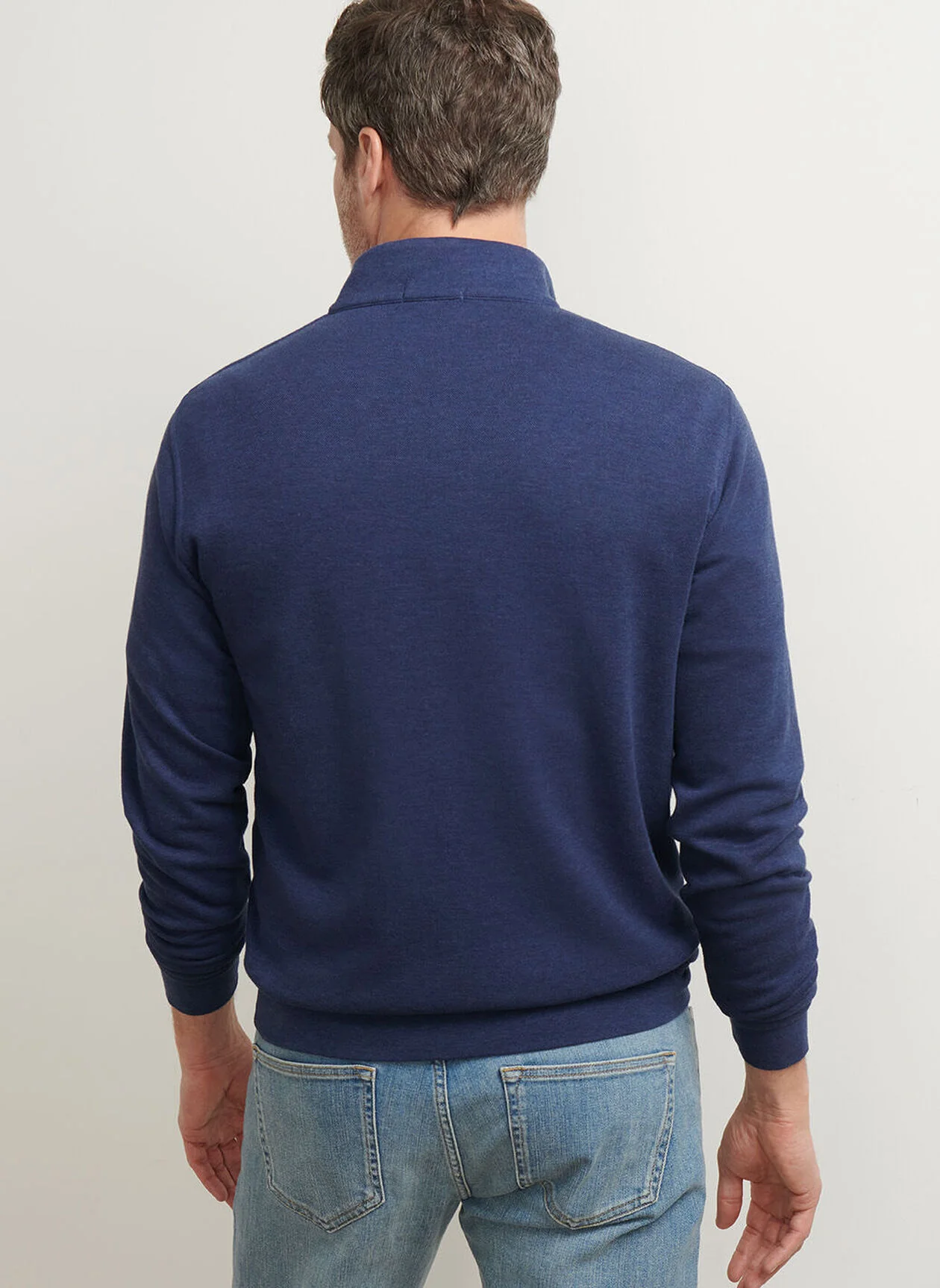 PETER MILLAR Crown Comfort Pique Quarter Zip Sweater - Men's Classic Fit - Navy - Image 4
