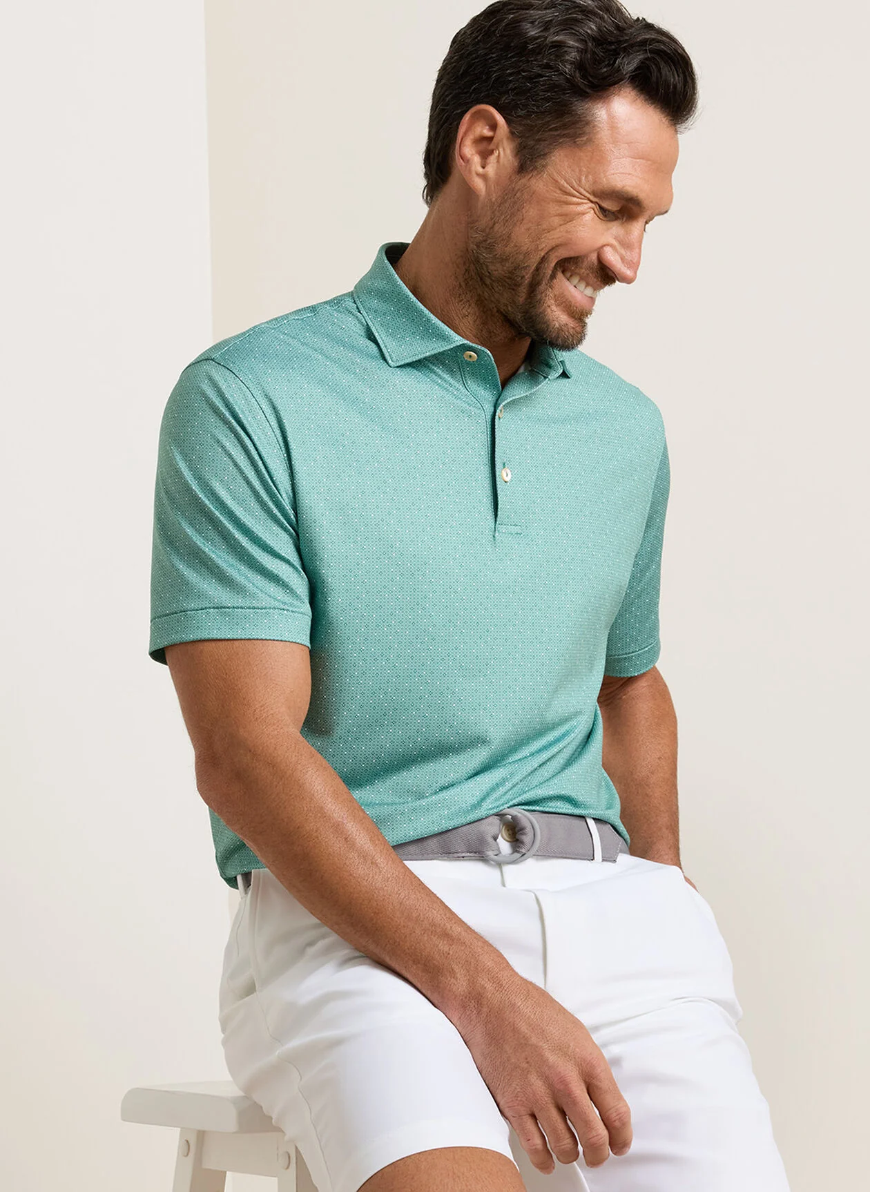 PETER MILLAR Dashwood Performance Jersey Polo Shirt - Men's Classic Fit - Snow Pea - Image 2