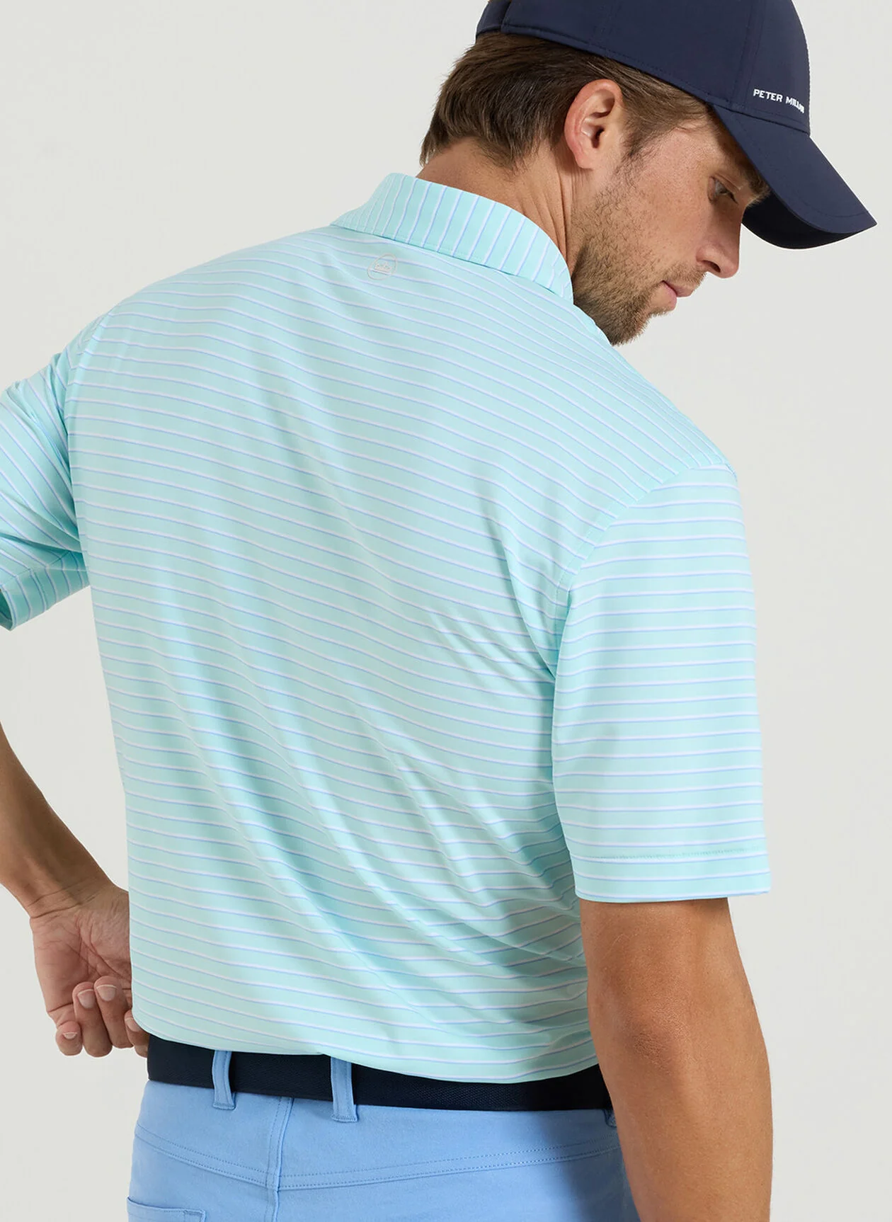 PETER MILLAR Dunnes Stripe Performance Jersey Polo Shirt – Men’s Classic Fit – Clearwater - Image 3