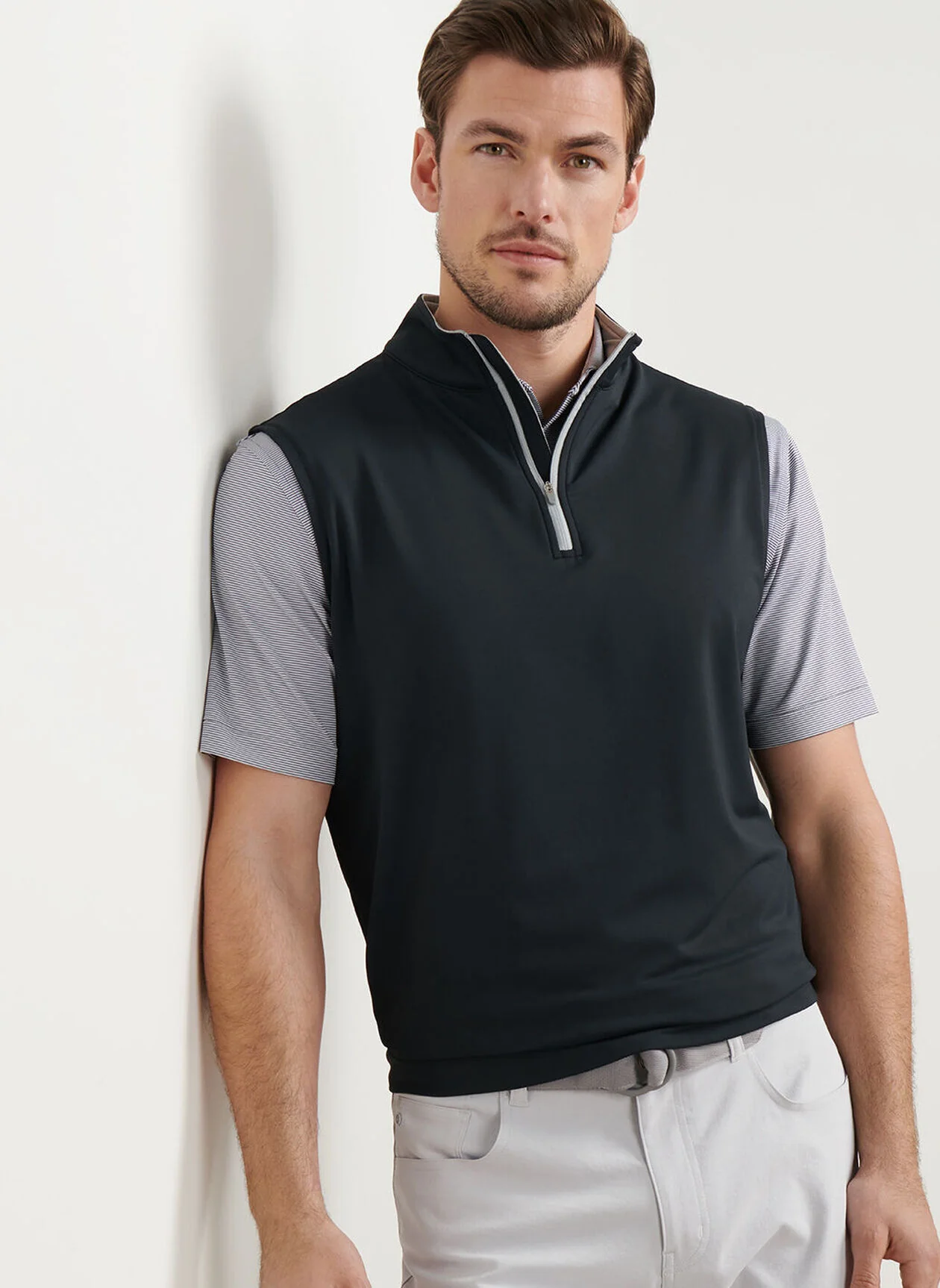 PETER MILLAR Galway Stretch Quarter-Zip Gilet – Men’s Classic Fit – Black - Image 2