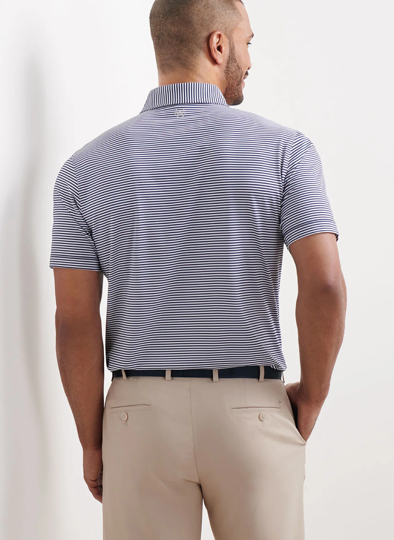 PETER MILLAR Hales Stripe Performance Jersey Polo Shirt – Men’s Classic Fit – Navy - Image 3