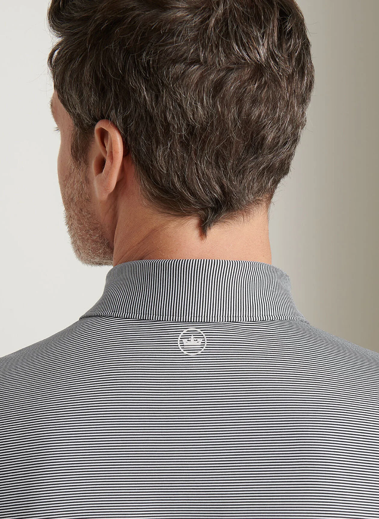 PETER MILLAR Jubilee Stripe Performance Jersey Polo Shirt – Men’s Classic Fit – Black - Image 4