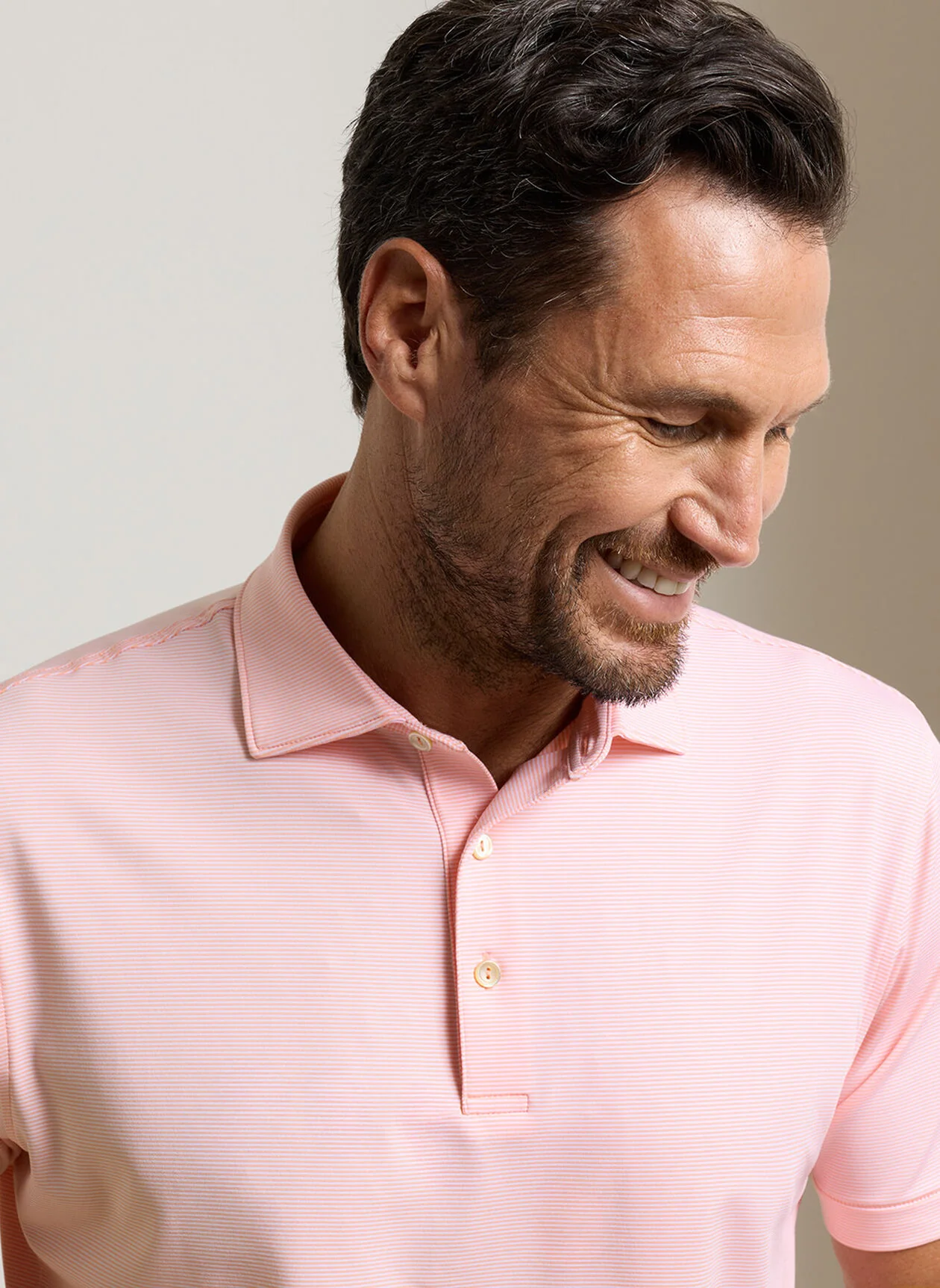 PETER MILLAR Jubilee Stripe Performance Jersey Polo Shirt – Men’s Classic Fit – Summer Apricot - Image 4