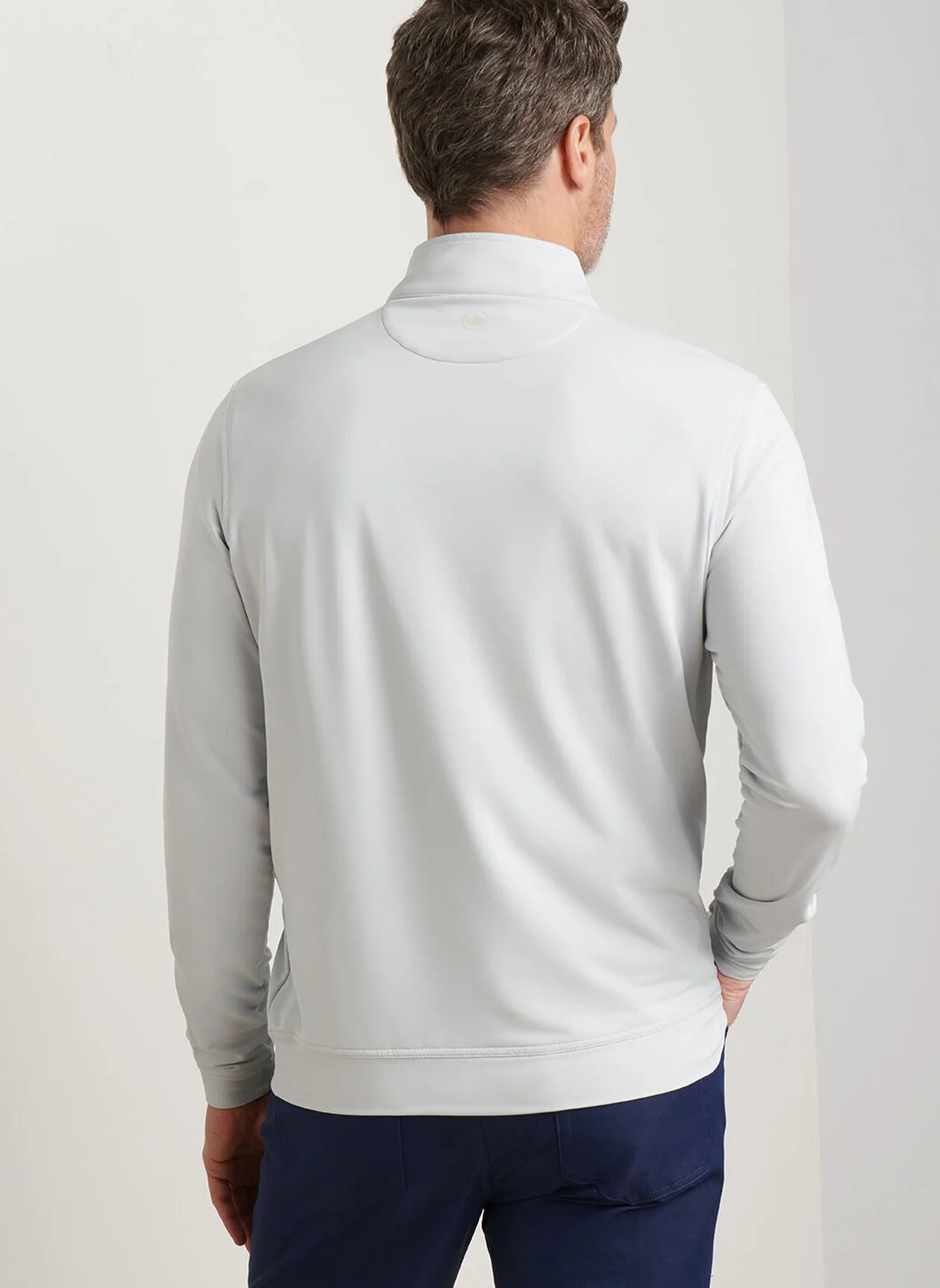 PETER MILLAR Perth Performance Quarter Zip Sweater - Mens - British Grey - Image 3