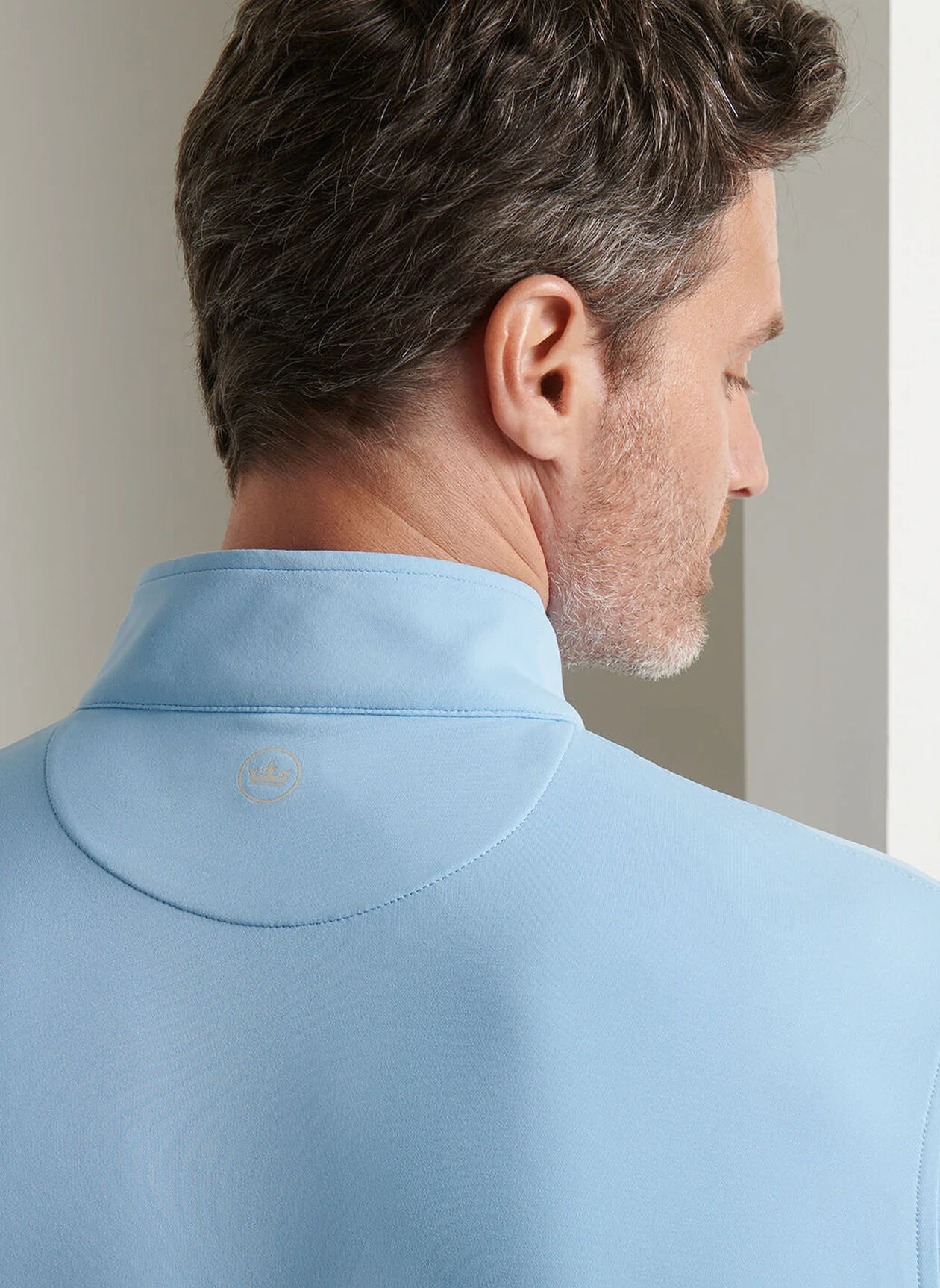 PETER MILLAR Perth Performance Quarter Zip Sweater - Mens - Cottage Blue - Image 4