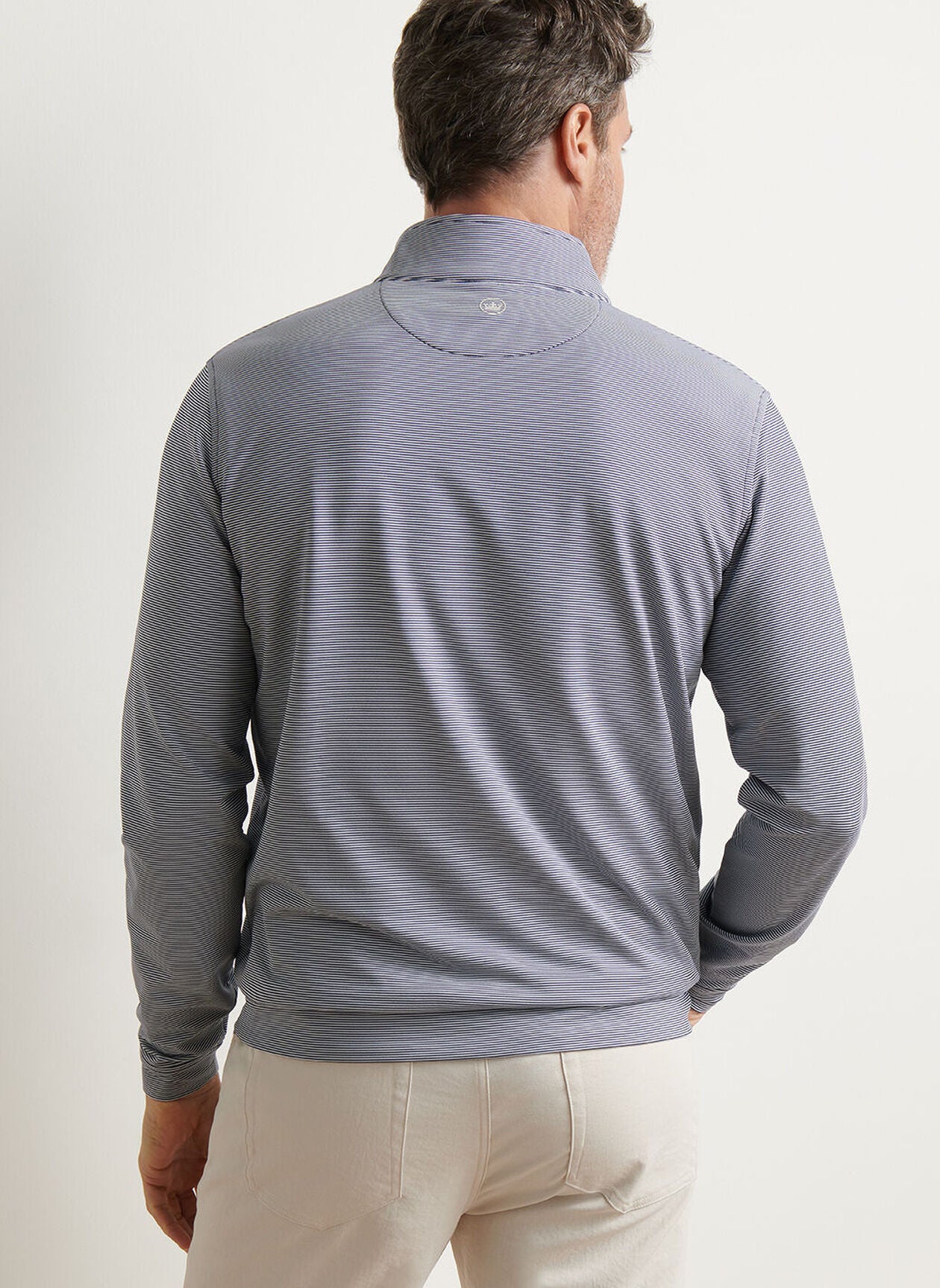 PETER MILLAR Perth Mini Stripe Performance Quarter Zip Sweater - Mens - Navy / White - Image 3