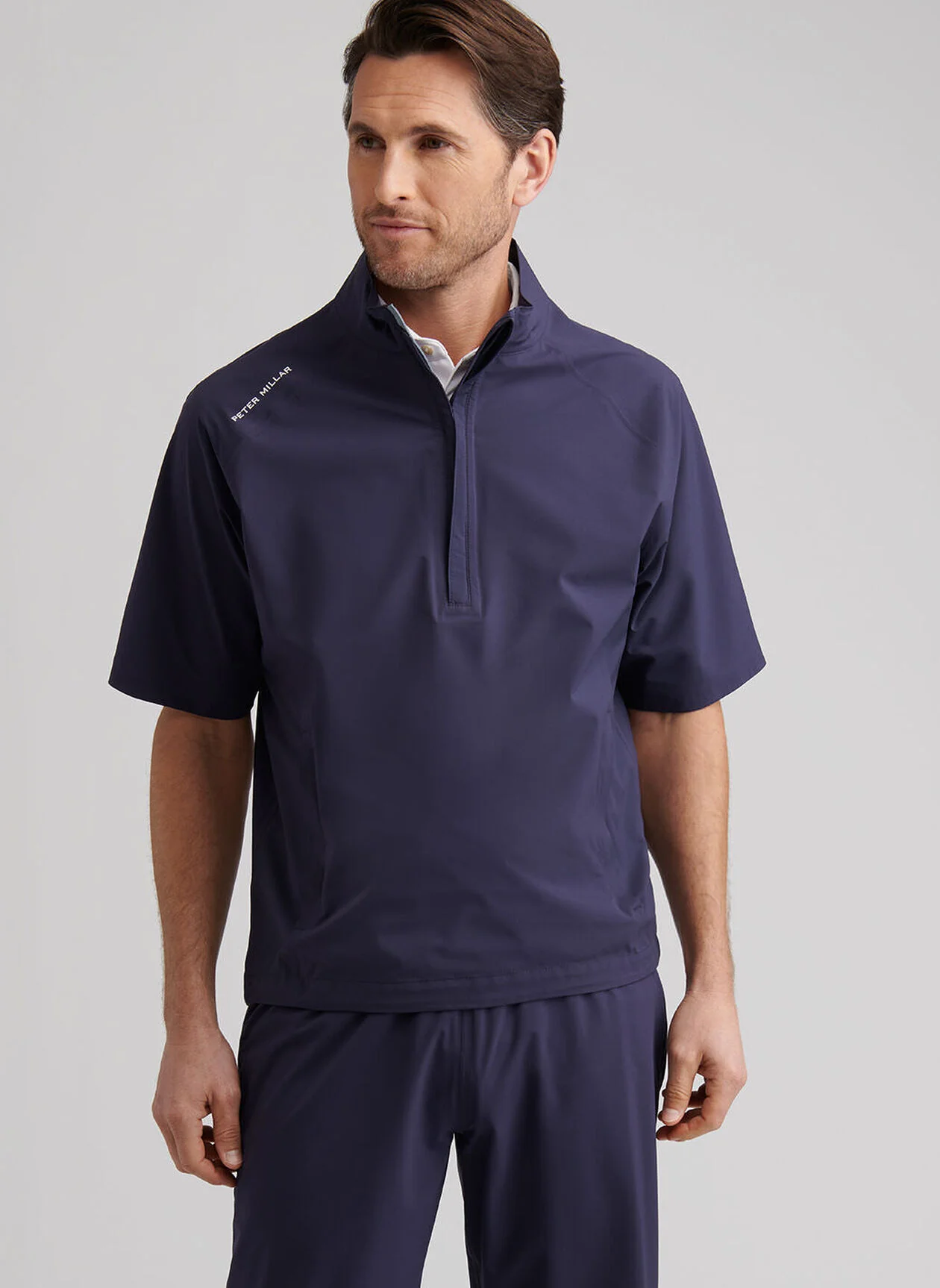 PETER MILLAR Shield Short-Sleeve Waterproof Rain Shell – Men’s – Navy - Image 2