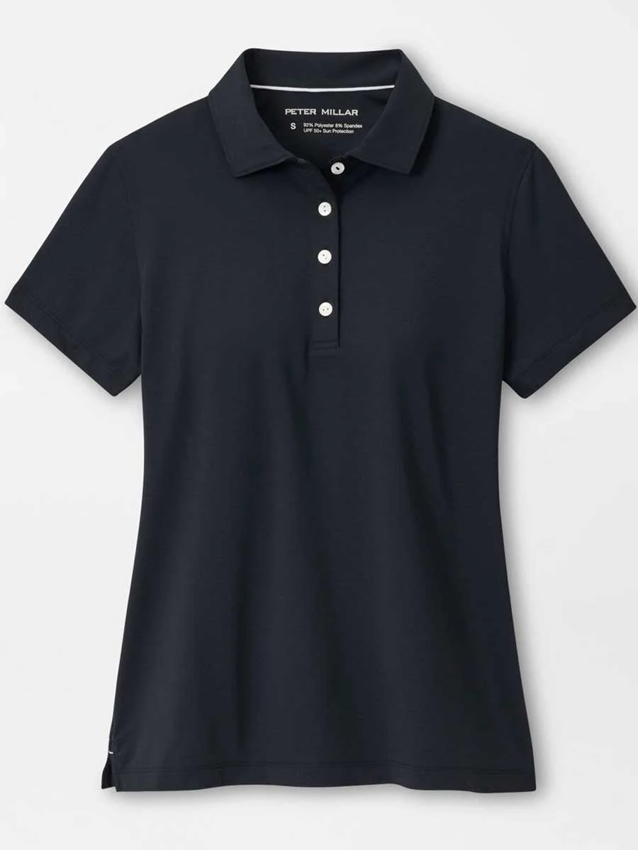 PETER MILLAR Short Sleeved Button Polo - Womens - Black