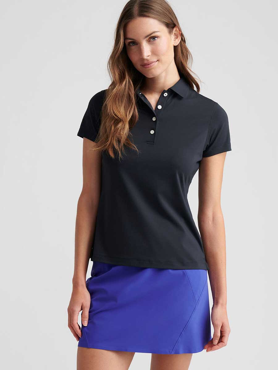 PETER MILLAR Short Sleeved Button Polo - Womens - Black - Image 2