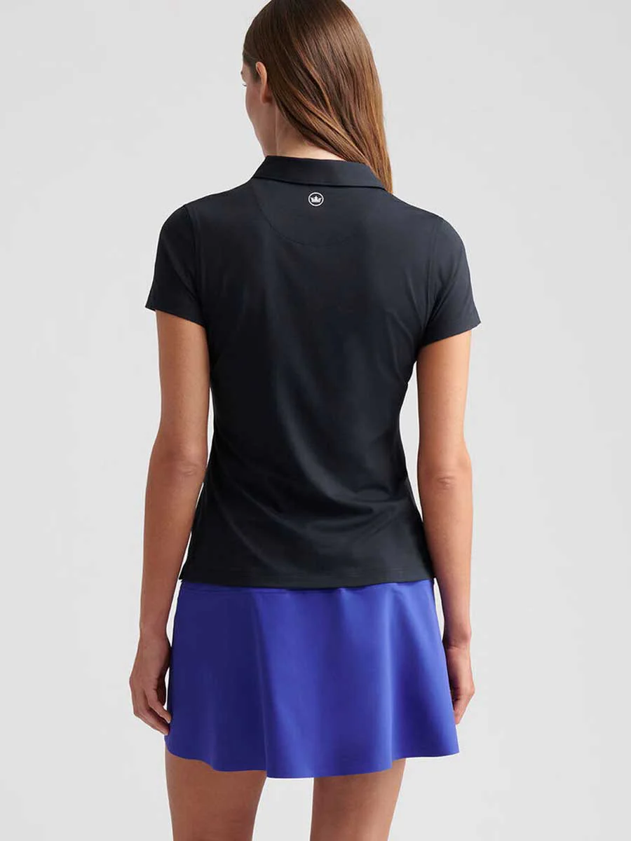 PETER MILLAR Short Sleeved Button Polo - Womens - Black - Image 3