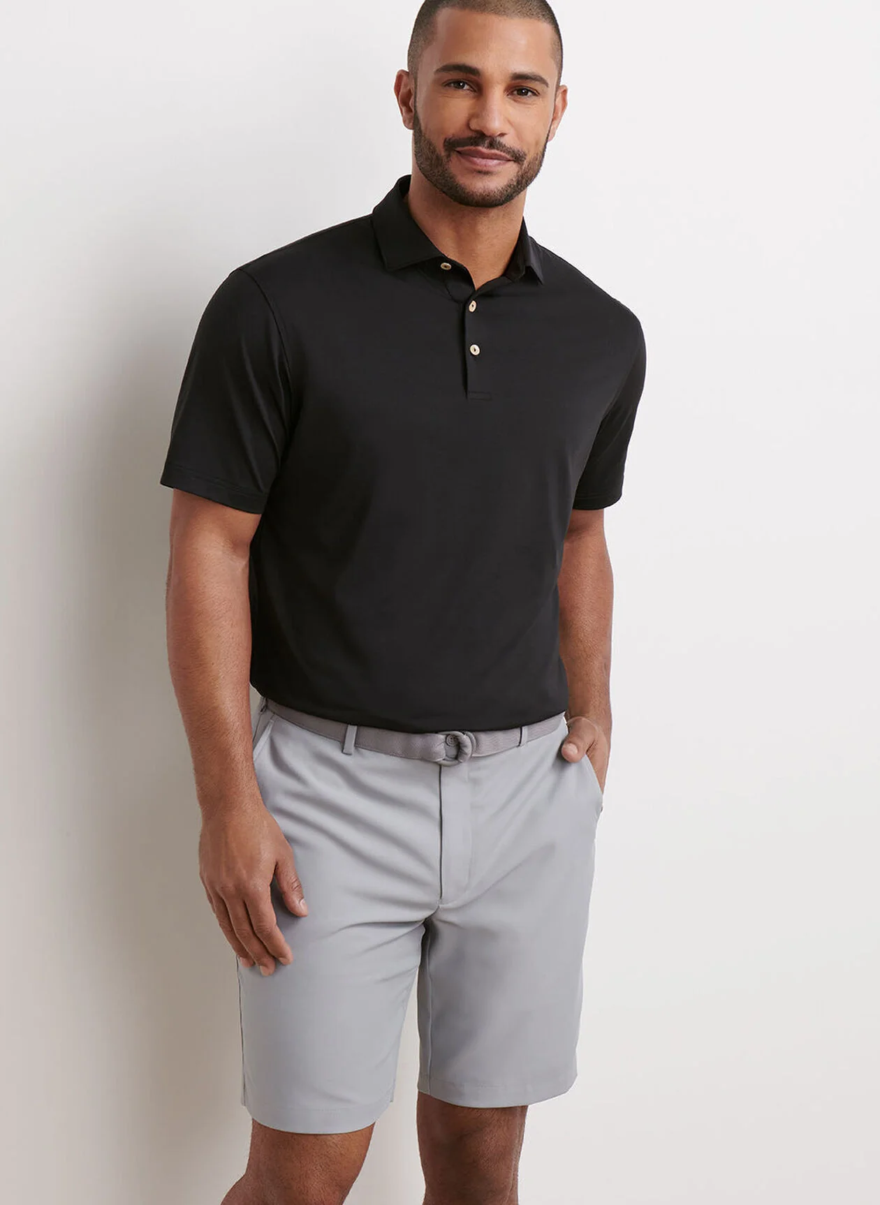 PETER MILLAR Solid Performance Jersey Polo Shirt - Men's Classic Fit - Black - Image 2
