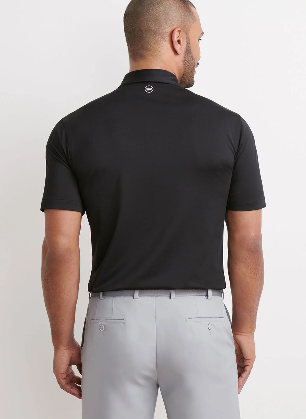 PETER MILLAR Solid Performance Jersey Polo Shirt - Men's Classic Fit - Black - Image 3