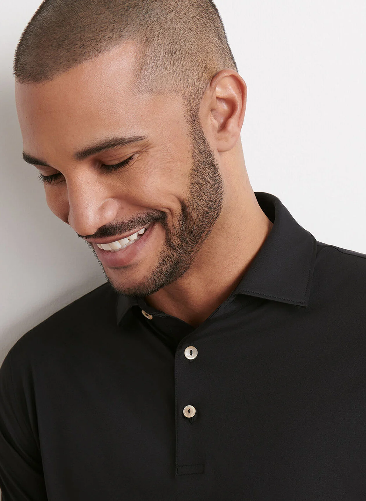 PETER MILLAR Solid Performance Jersey Polo Shirt - Men's Classic Fit - Black - Image 5