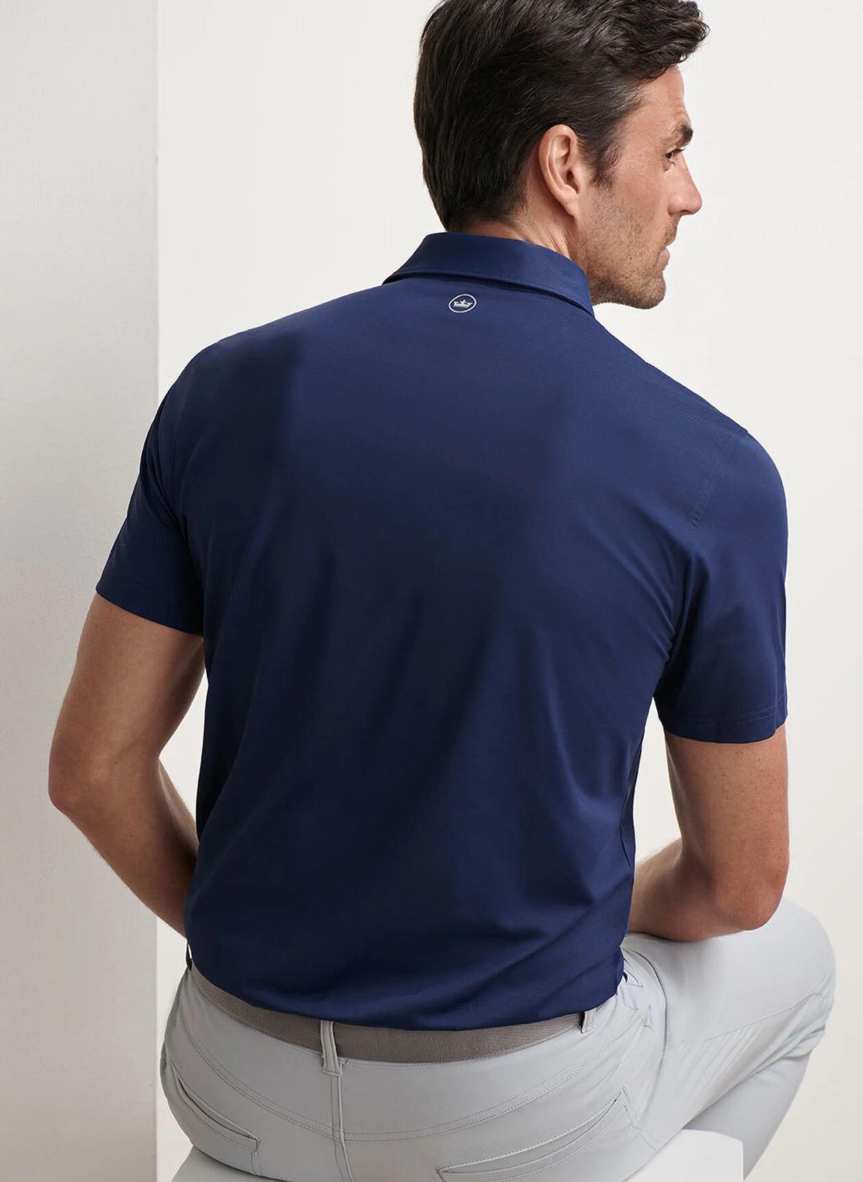 PETER MILLAR Solid Performance Jersey Polo Shirt - Men's Tailored Fit - Navy - Image 3