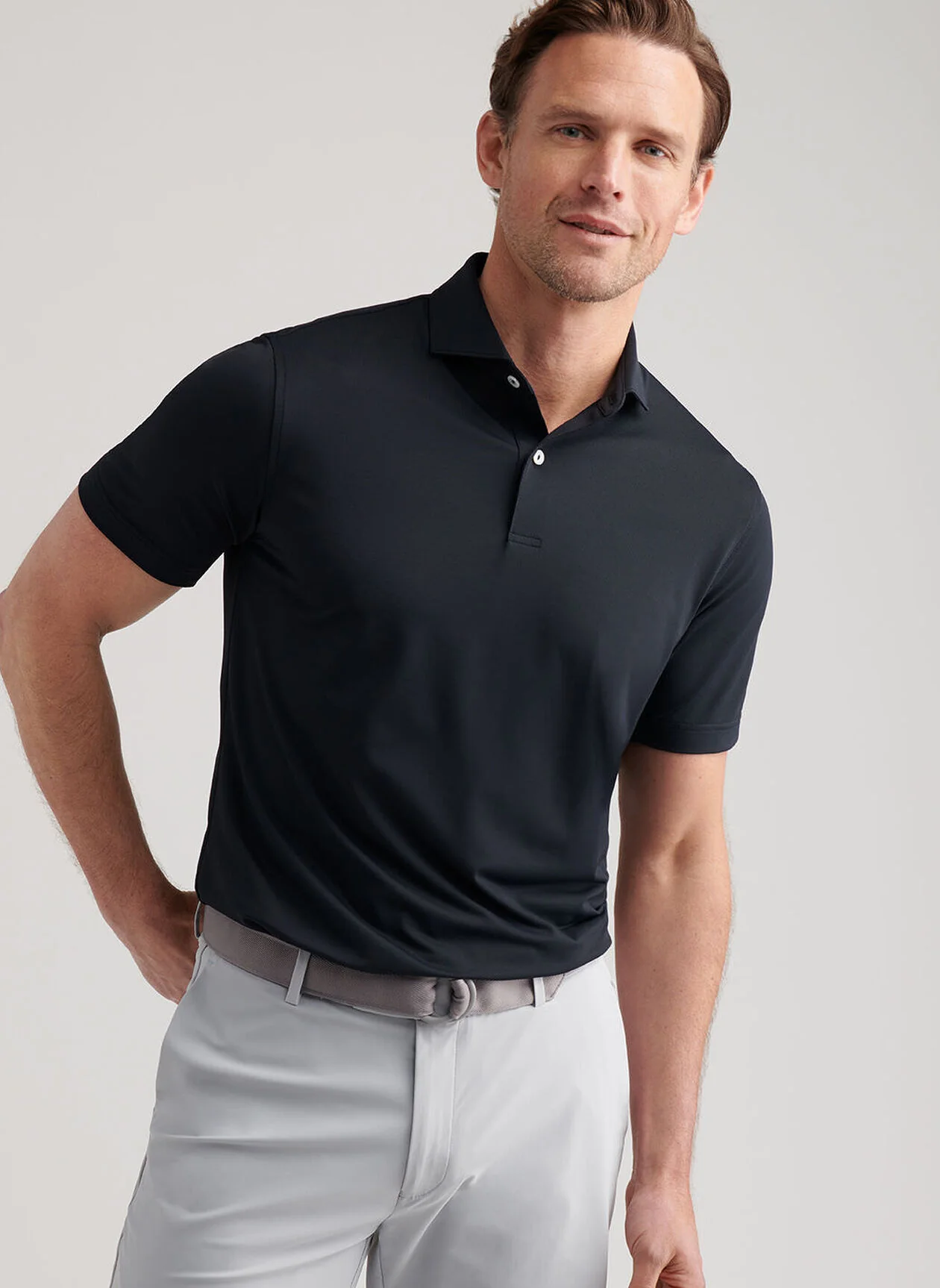 PETER MILLAR Soul Performance Mesh Polo Shirt - Men's Tailored Fit - Black - Image 2