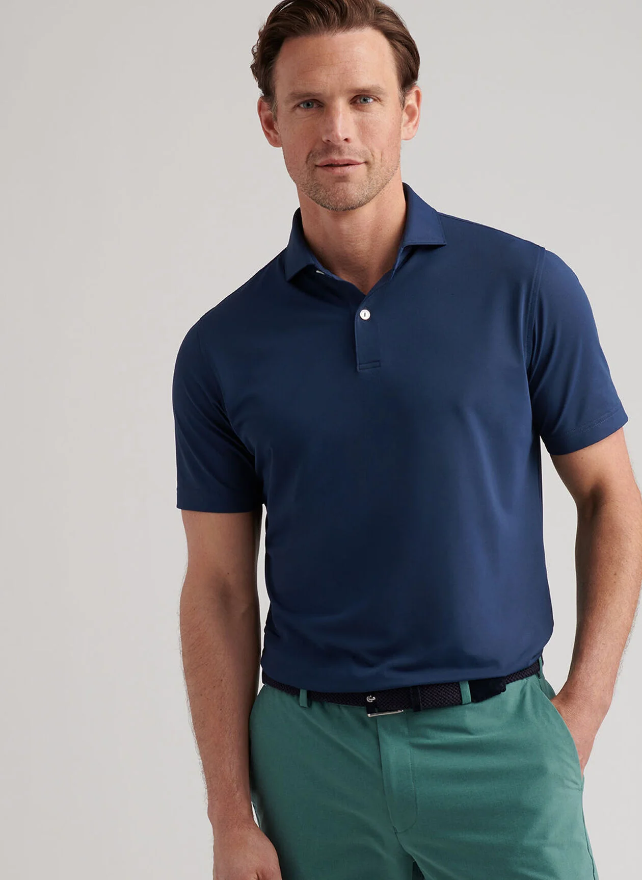 PETER MILLAR Soul Performance Mesh Polo Shirt - Men's Tailored Fit - Navy - Image 2