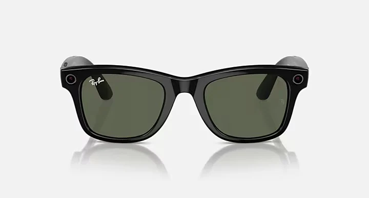 RAY-BAN Meta Wayfarer Smart Sunglasses - Black - Crystal Green Lens - Image 3
