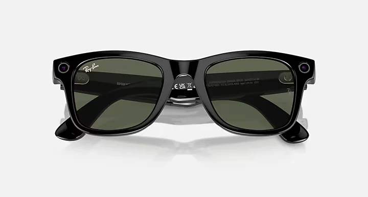 RAY-BAN Meta Wayfarer Smart Sunglasses - Black - Crystal Green Lens - Image 7